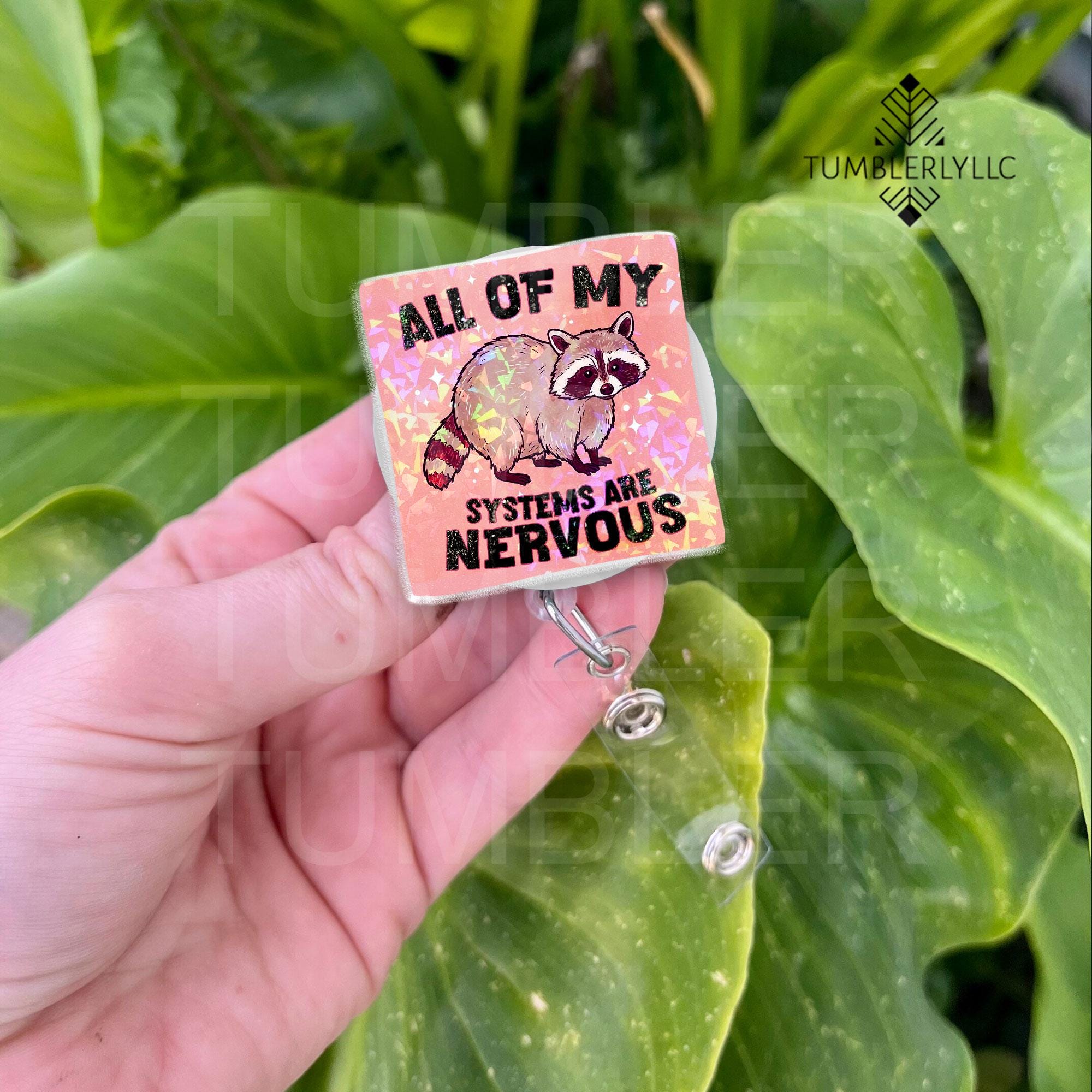 Raccoon Badge Reel, Quirky Badge Holder, Funny Quote ID Holder for Healthcare Gifts, Retractable Badge Holder for Office Gift, Mental Health
