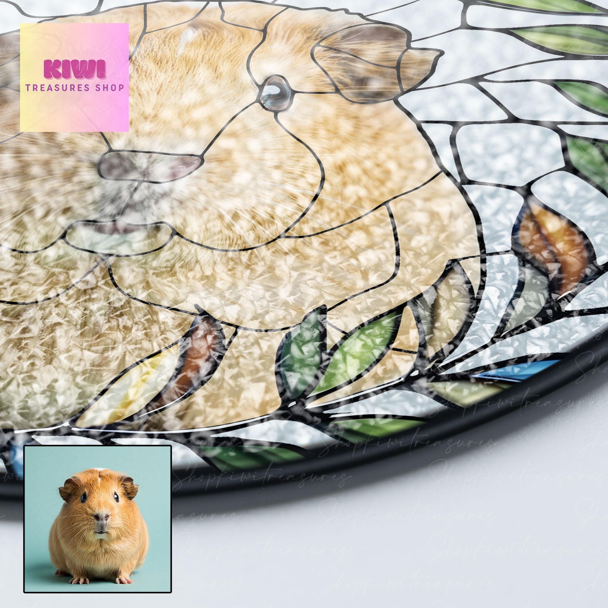 Mother's day special gift 2025 Custom Guinea pig Portrait Glass Suncatcher, Glass pet Custom Guinea pig Portrait from Photo