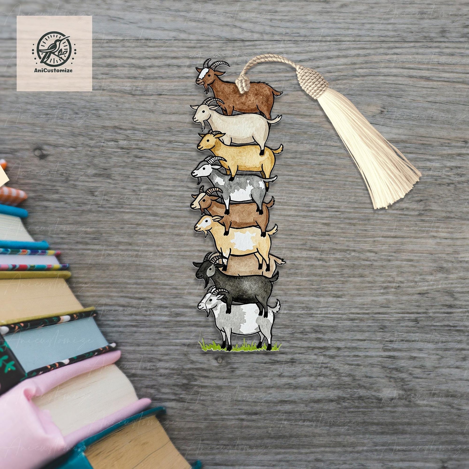 Goats Stack Bookmark, Goats Lover Book Merch, Gift For Book Lover, Bookish Gift, Animal Bookstack, Cottagecore Book, Reading Book Gift