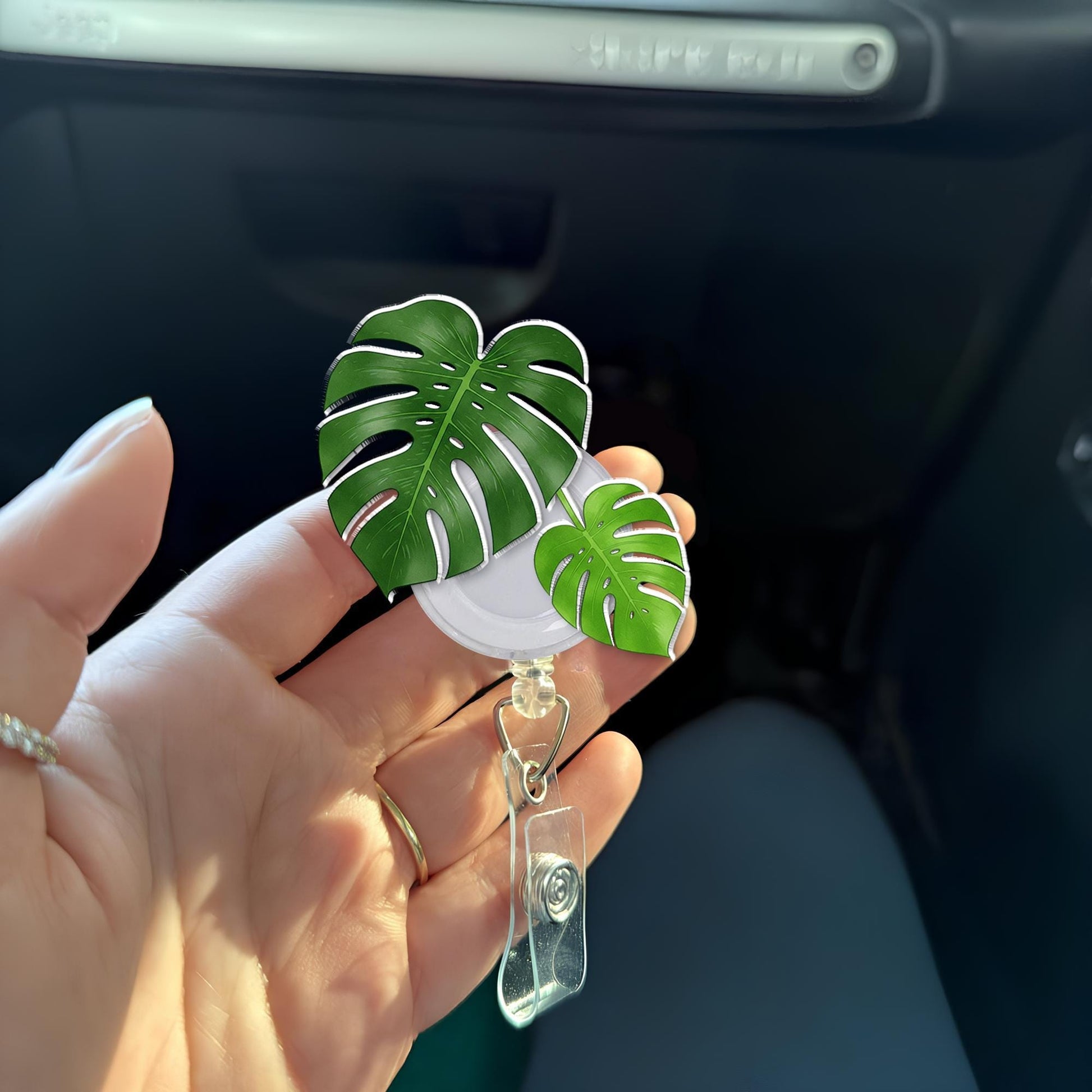 Monstera Plant Badge Reel, RN ID Holder, Retractable Acrylic Badge Reel, Nurse Gift, Teacher Gift, Doctor Gift Idea, Funny Gift, Plant Life
