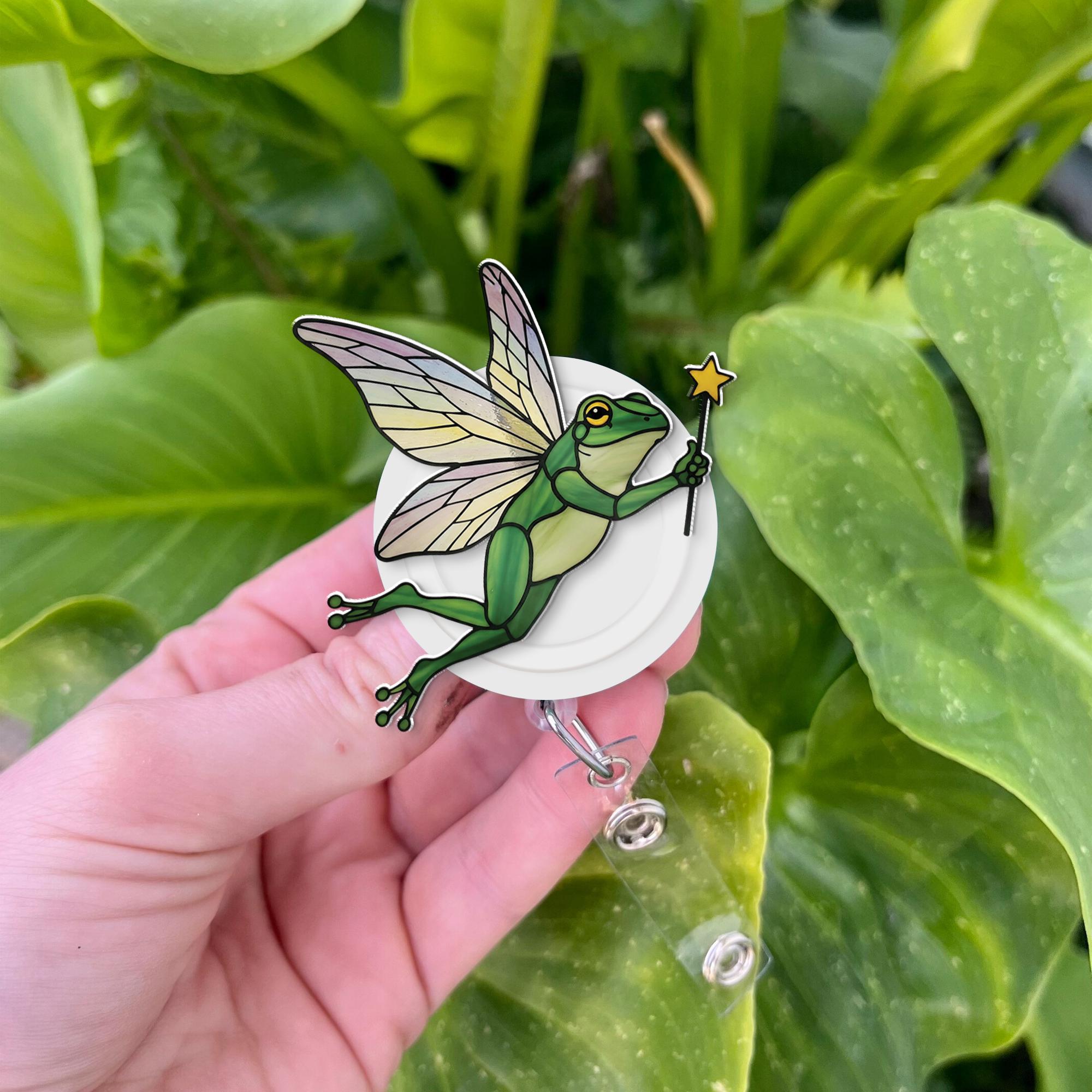 Fairy Frog Badge Reel, Green Frog Lover, RN ID Holder, Nurse Badge Gift, Funny Badge Reel, Gift For Nurse, Working Accessory, Frog Gift