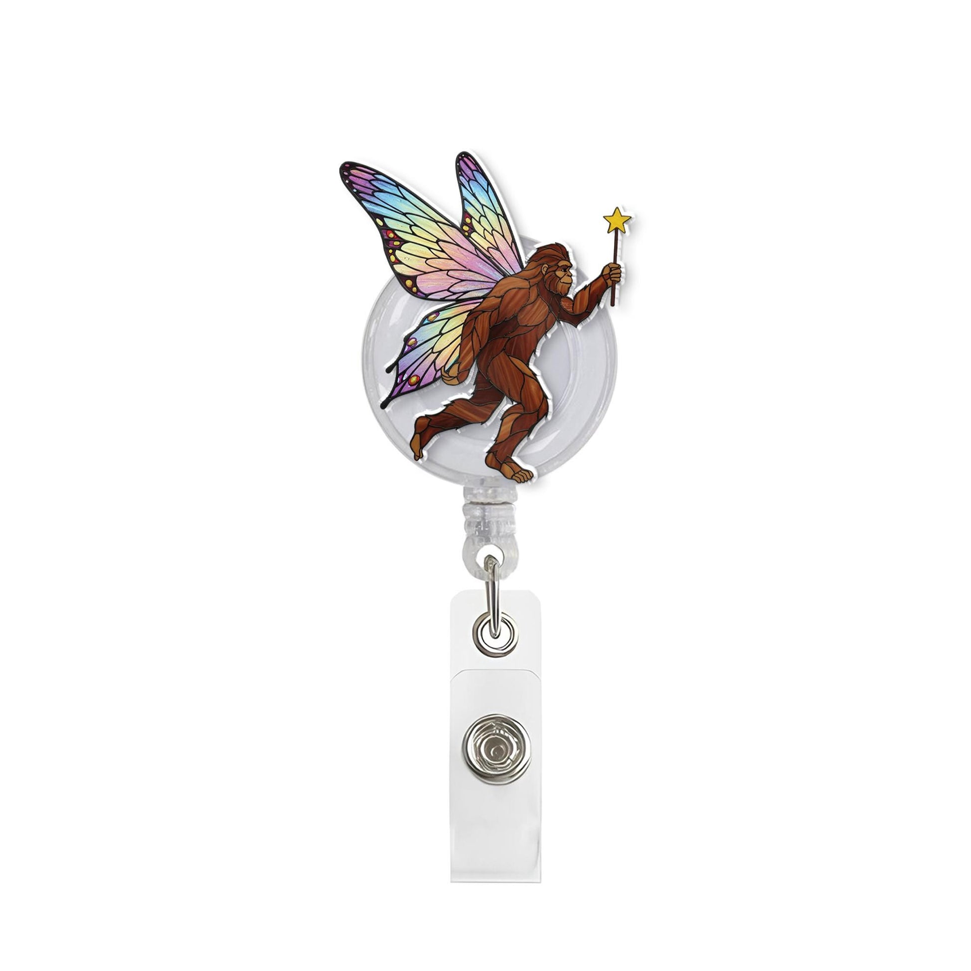 Fairy Sasquatch Badge Reel, Bigfoot Fan ID Holder, Funny Id Holder, RN ID Holder, Nurse Gift, Unique Gift, Co-worker Gift, Retractable Gift