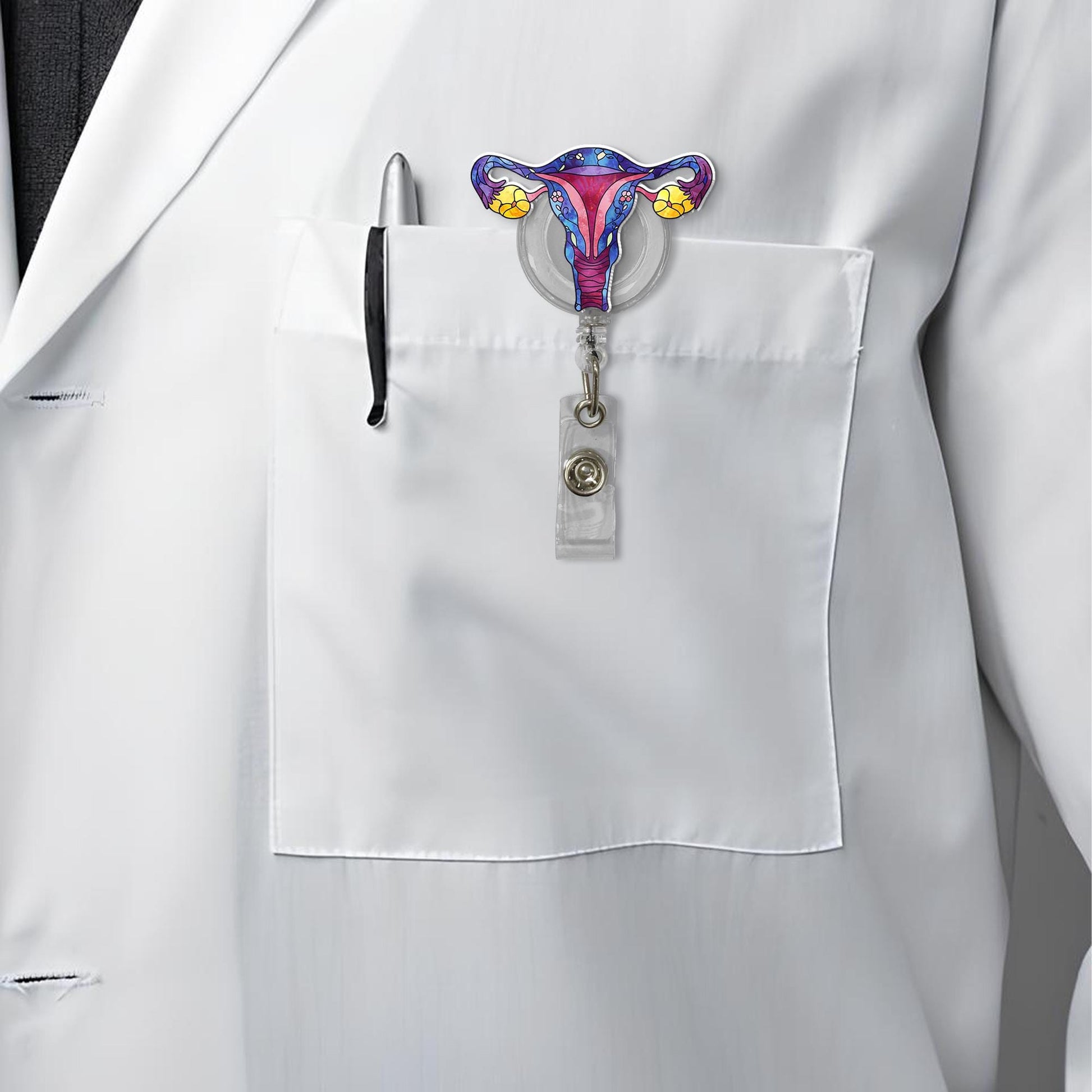 Floral OBGYN Acrylic Badge Reel, Gynecologist Badge Reel, Working Lanyard Gift, Nurse Badge Reel, Labor and Delivery, Gynecologist Gift