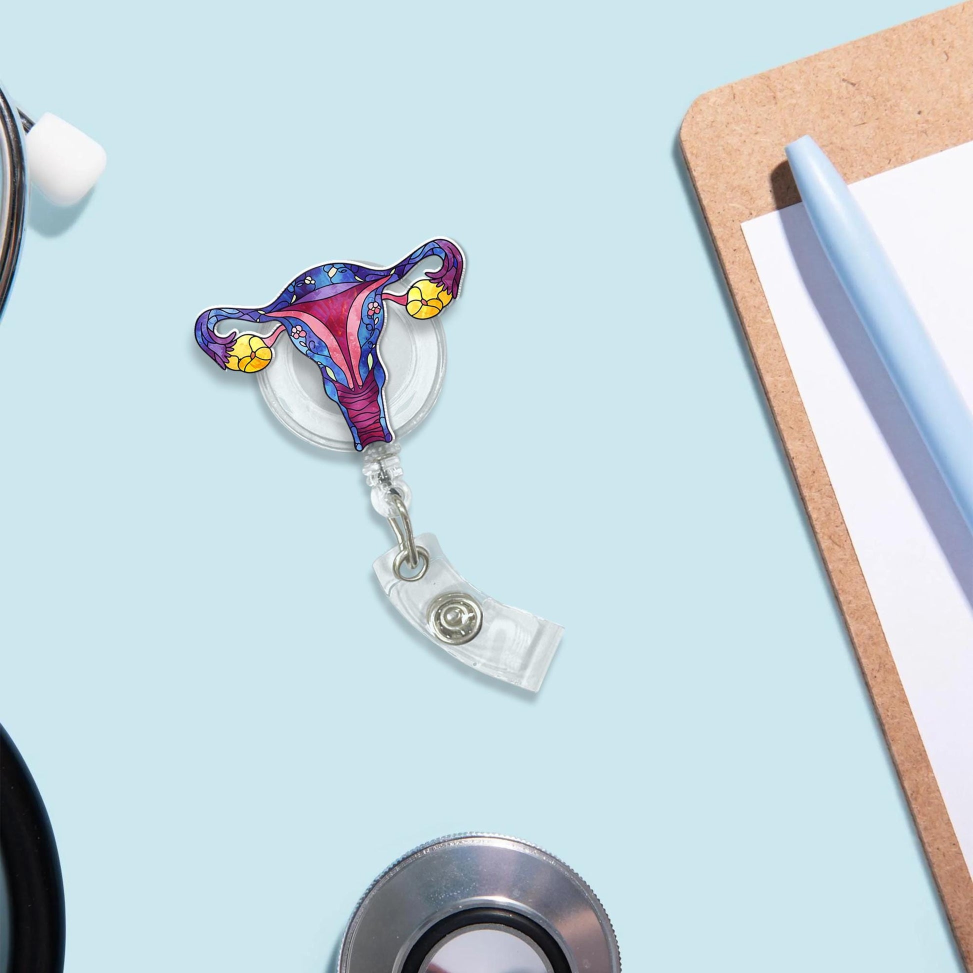 Floral OBGYN Acrylic Badge Reel, Gynecologist Badge Reel, Working Lanyard Gift, Nurse Badge Reel, Labor and Delivery, Gynecologist Gift