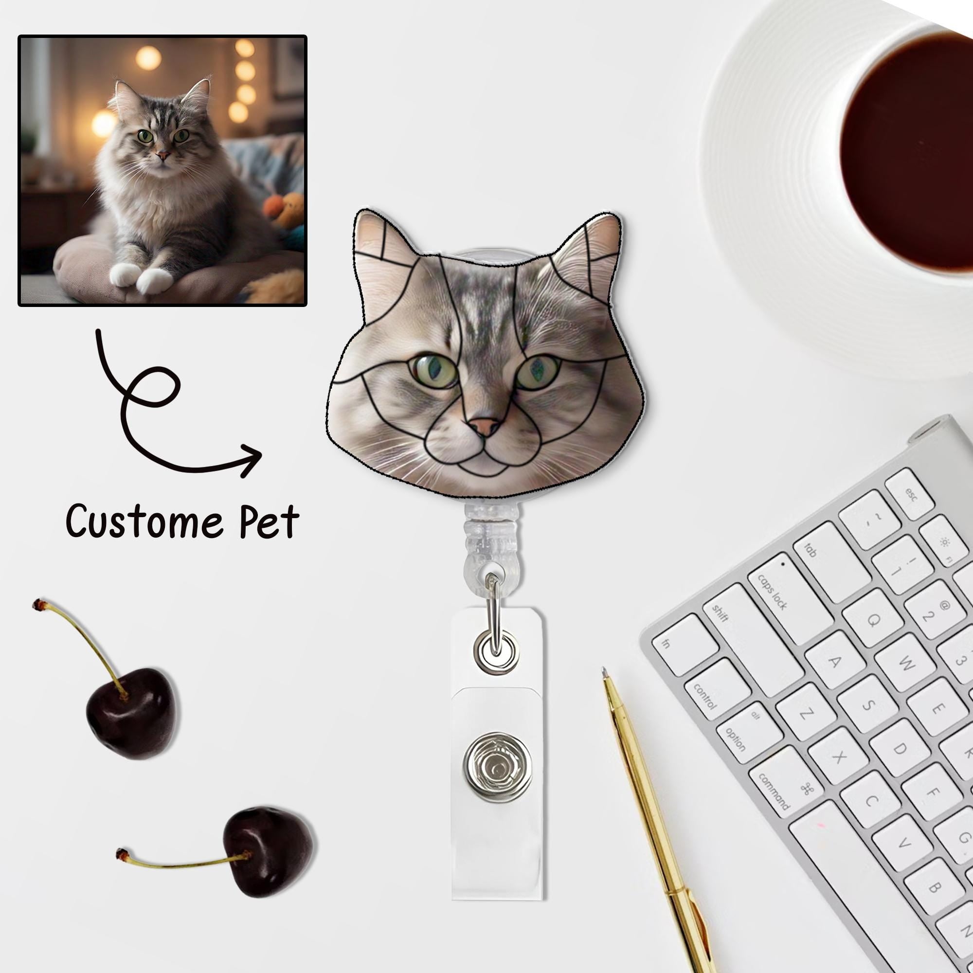 Custom Pet Photo Acrylic Badge Reel, Pet Mom Gift, Pet Lover Id Holder, RN ID Holder Gift, Nurse Gift, Custom Gift Idea, Stocking Stuffer