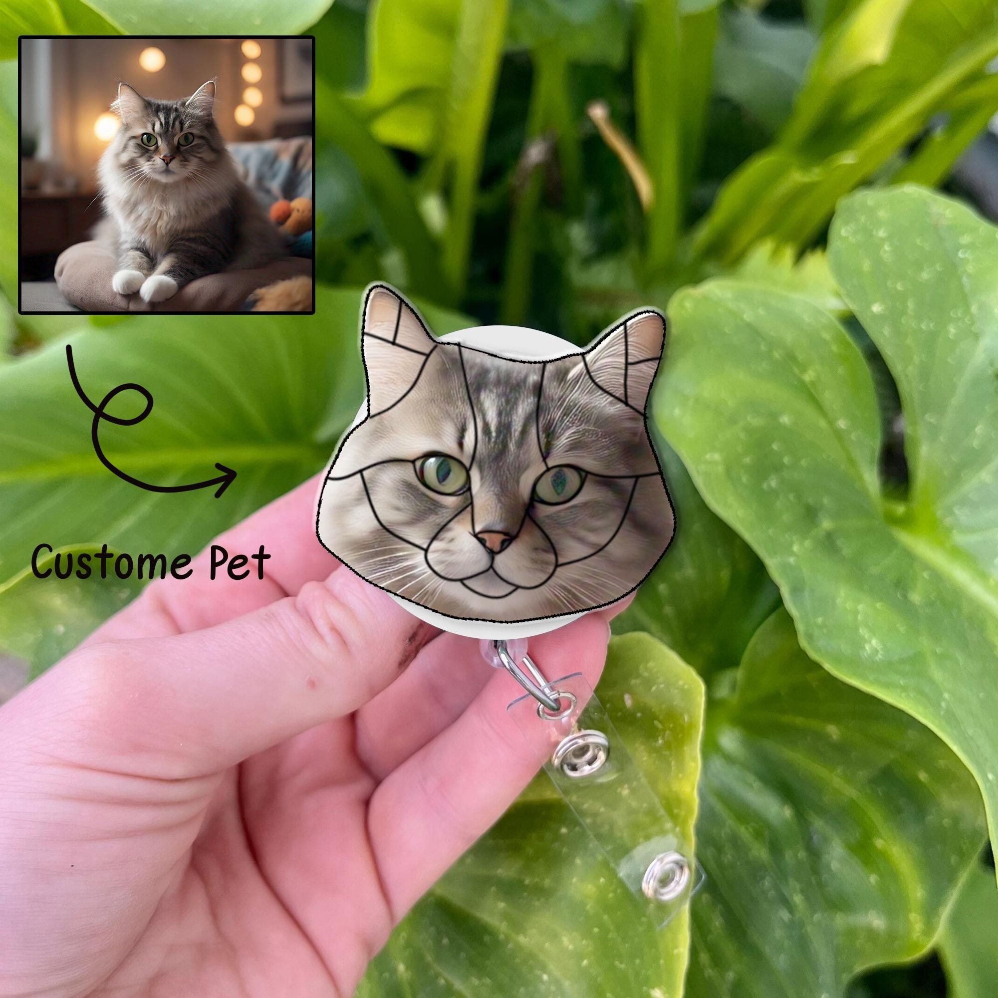 Custom Pet Photo Acrylic Badge Reel, Pet Mom Gift, Pet Lover Id Holder, RN ID Holder Gift, Nurse Gift, Custom Gift Idea, Stocking Stuffer