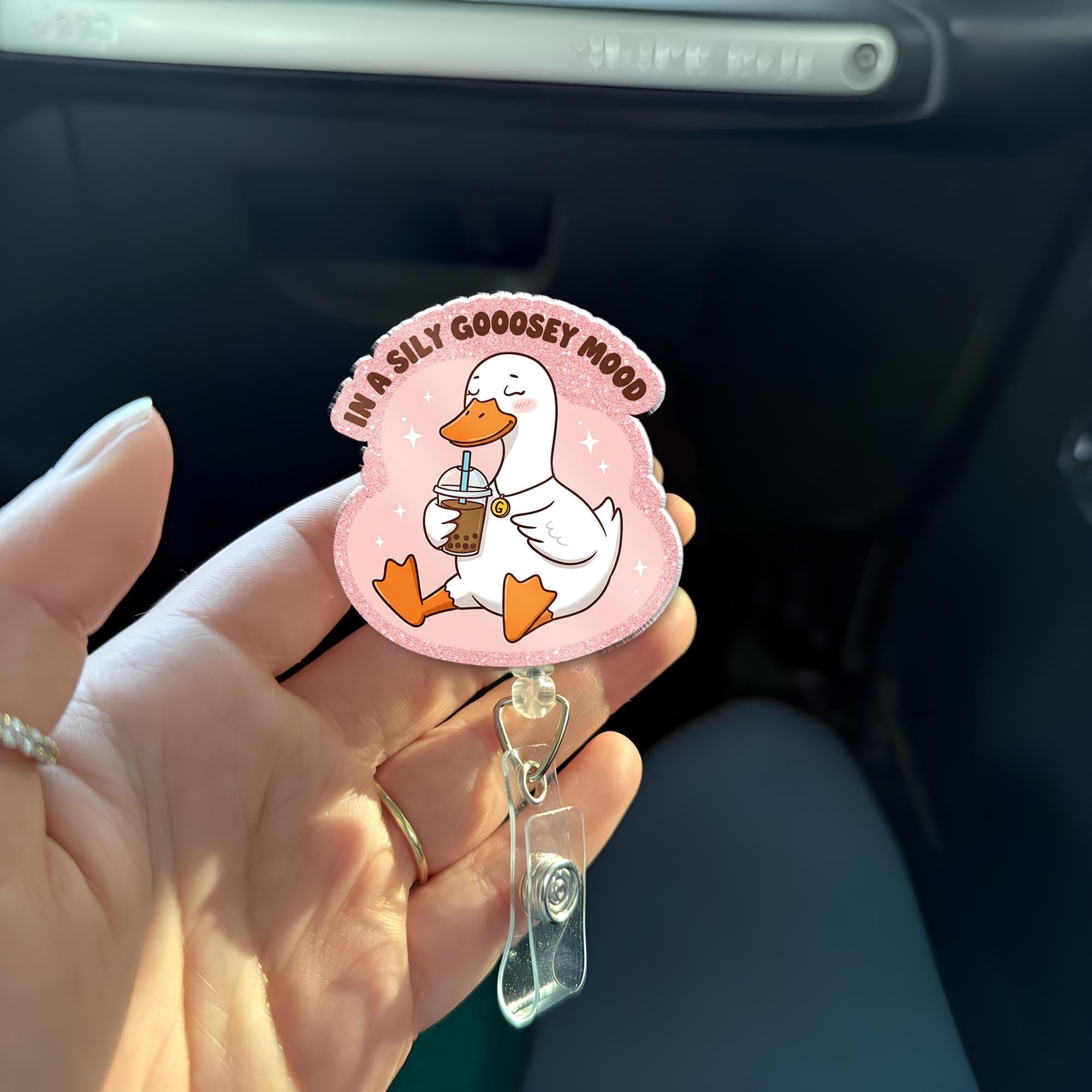 In a Silly Goosey Mood Badge Reel, Funny Goose Lover Accessory for Nurses, Quirky ID Holder Gift for Healthcare Professionals