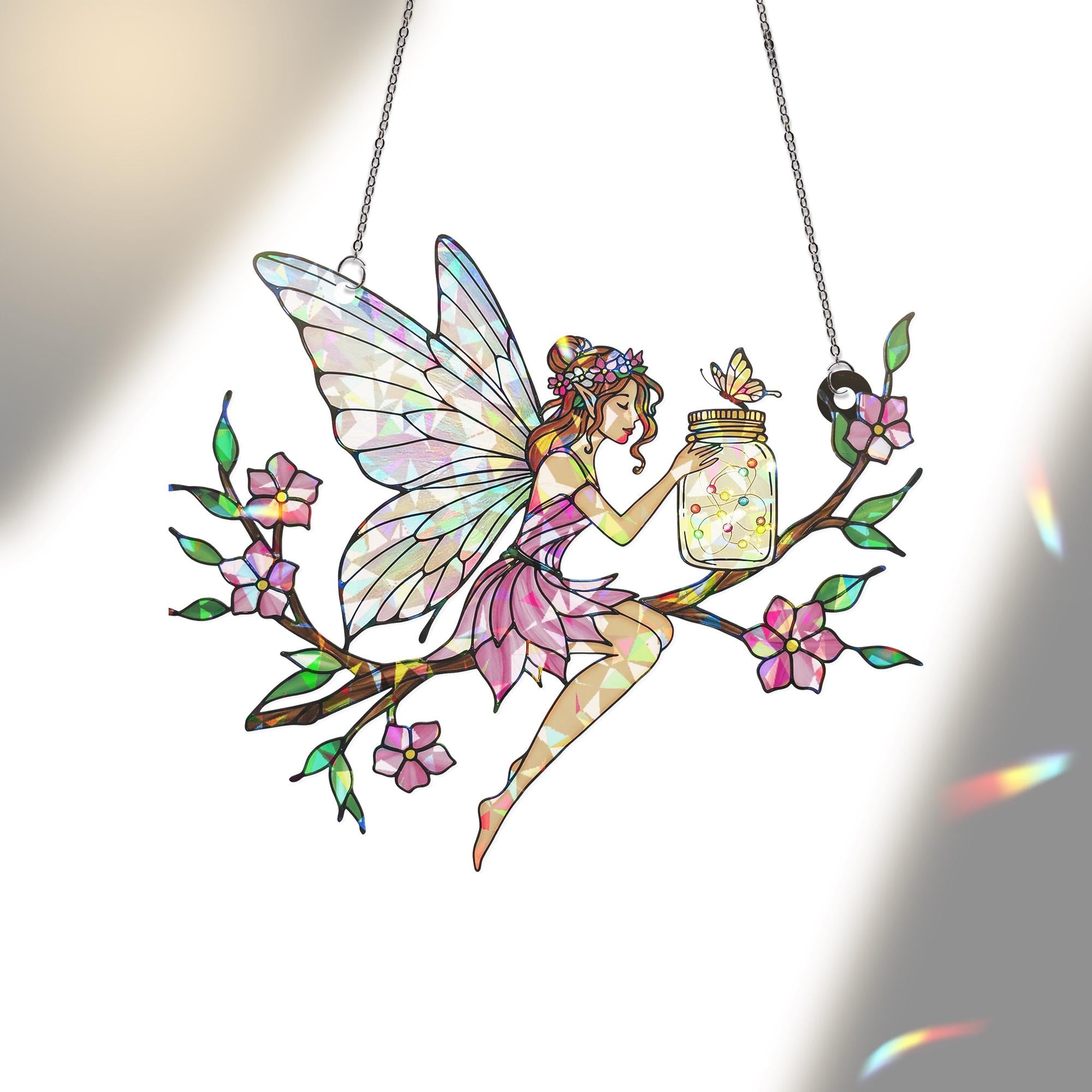 Fairy Hologram Ornament, Butterfly Fairy Flower Window Decor Ornament Gift For Mom Daughter Gift Fairies Lover Gift On Birthday Home Decor