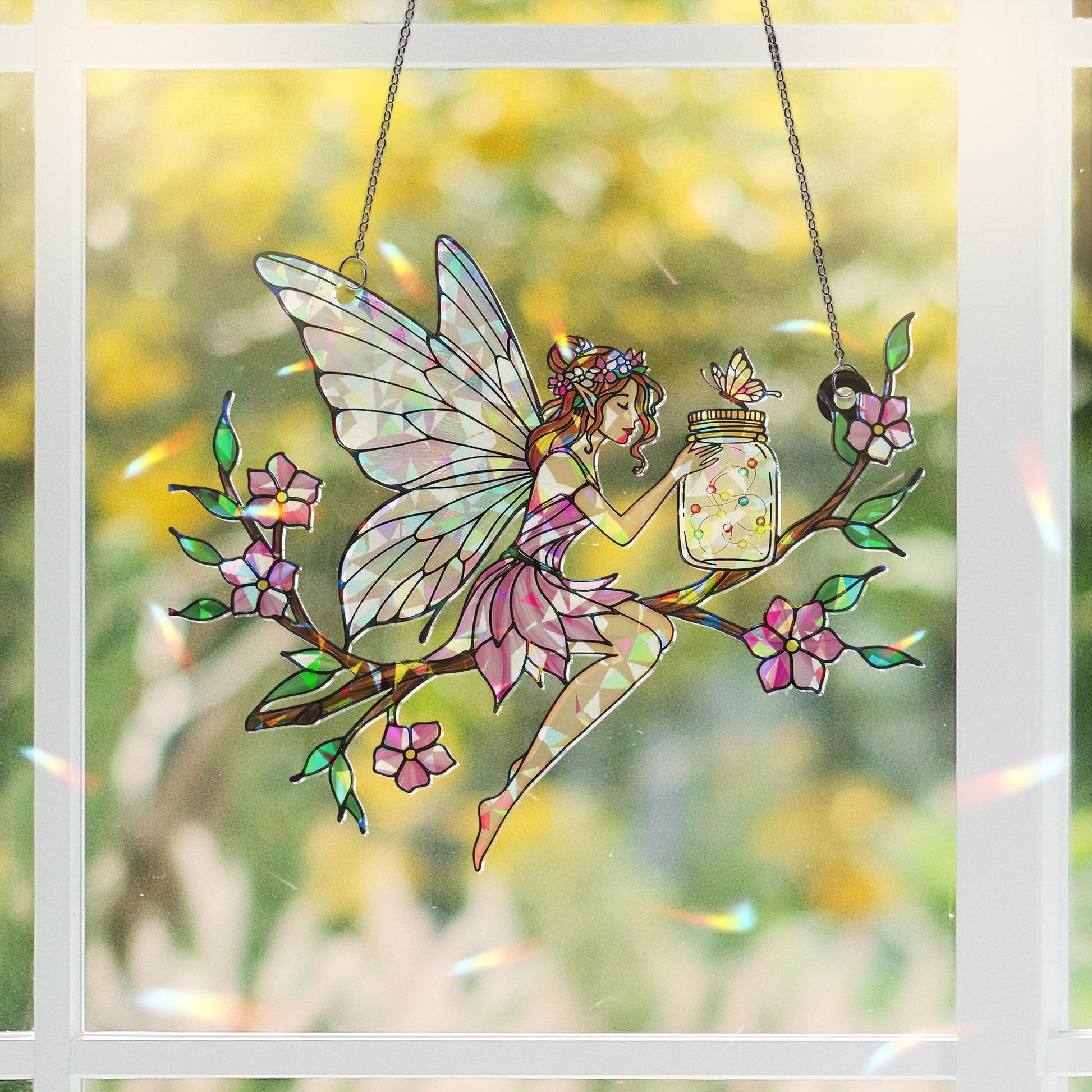 Fairy Hologram Ornament, Butterfly Fairy Flower Window Decor Ornament Gift For Mom Daughter Gift Fairies Lover Gift On Birthday Home Decor