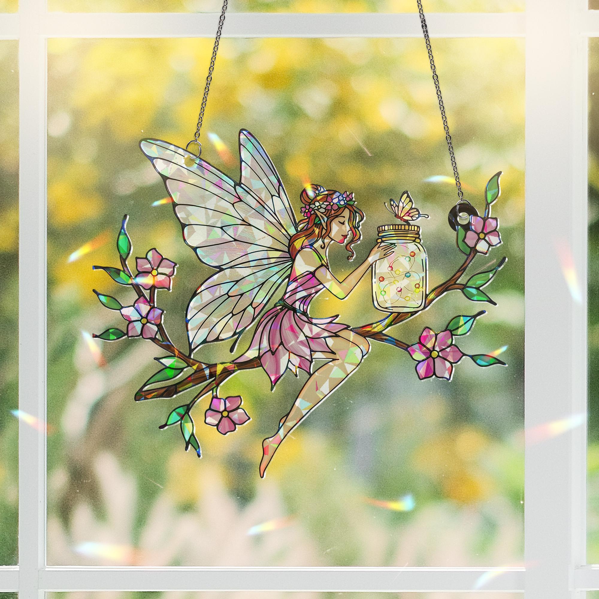 Fairy Hologram Ornament, Butterfly Fairy Flower Window Decor Ornament Gift For Mom Daughter Gift Fairies Lover Gift On Birthday Home Decor