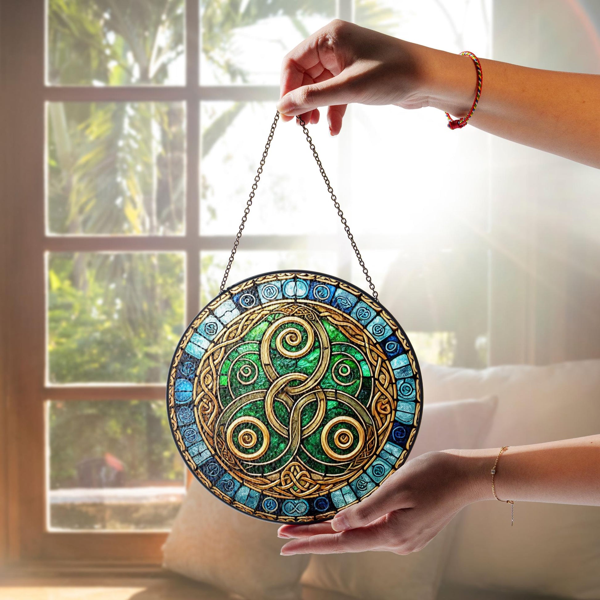 Celtic Triskelion GLASS Suncatcher, Ancient Celtic Symbol Decor, Celtic Knot Wall Art, Suncatcher Gift, Irish Suncatcher, Housewarming