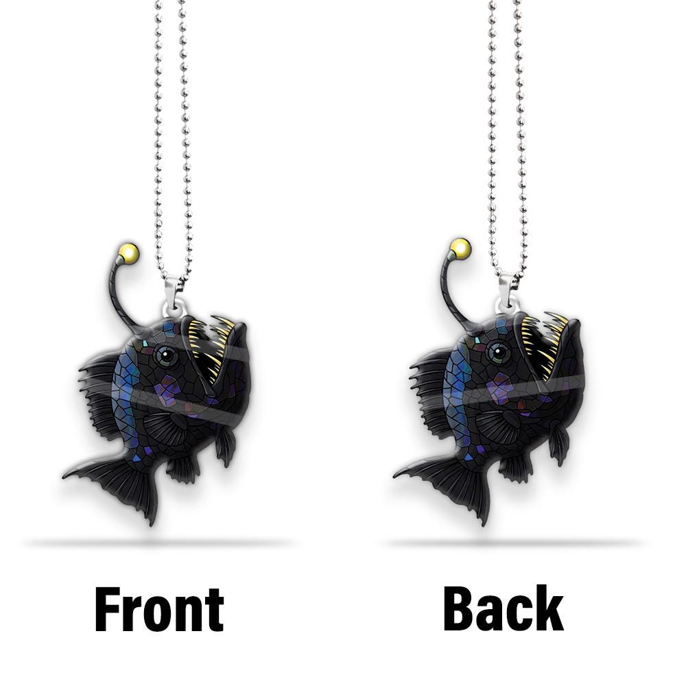 Angler Fish Car ornament, She rises - Unique Anglerfish Car decor, Deep Ocean Decor for hanging, Sea Monster Gift for angler fish Lovers
