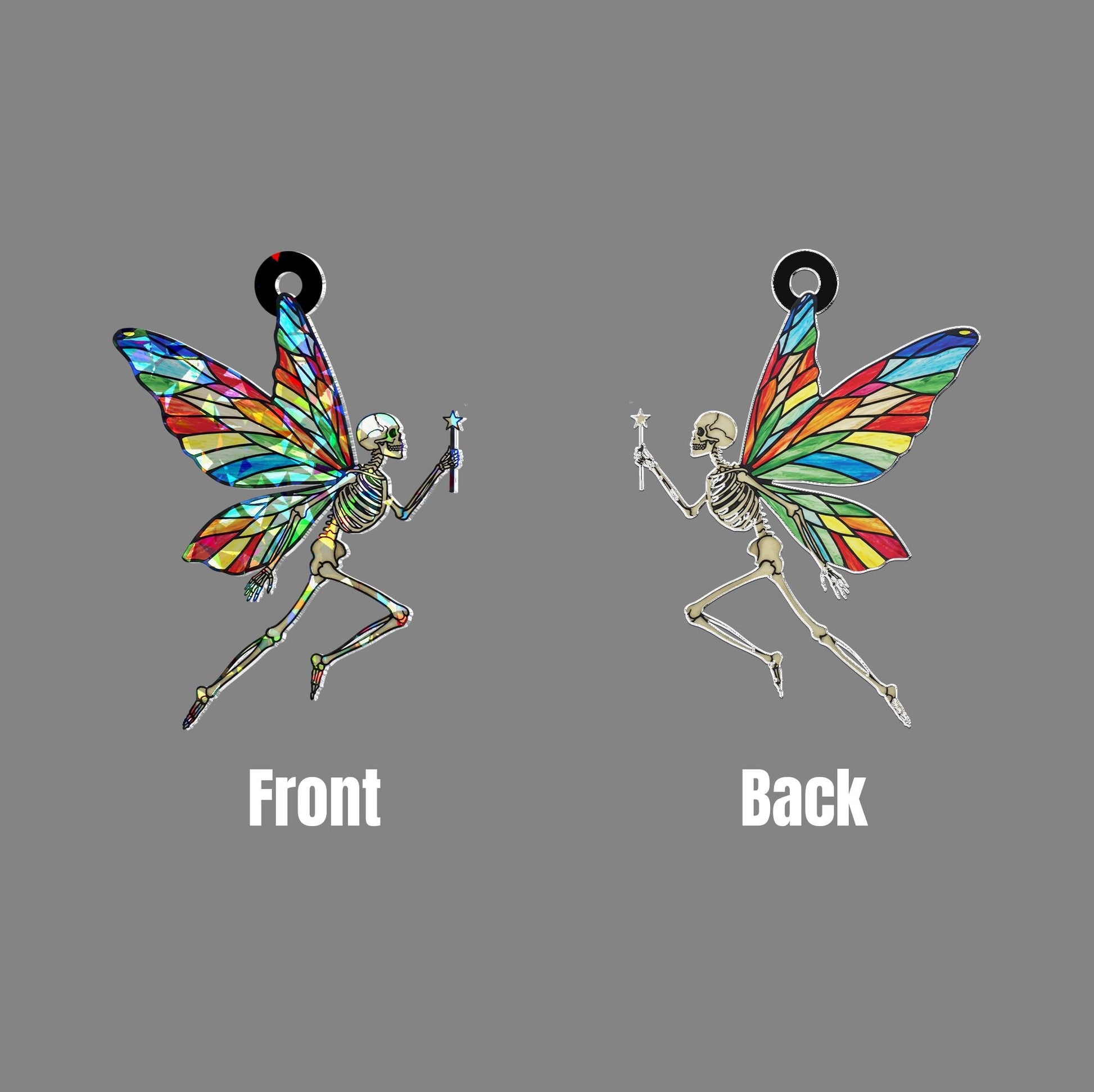 Fairy Skeleton Hologram Acrylic Window Hanging, Funny Skeleton Decor, Skeleton Lover Gift, Stocking Stuffer, Funny Home Decor, Glitter Decor