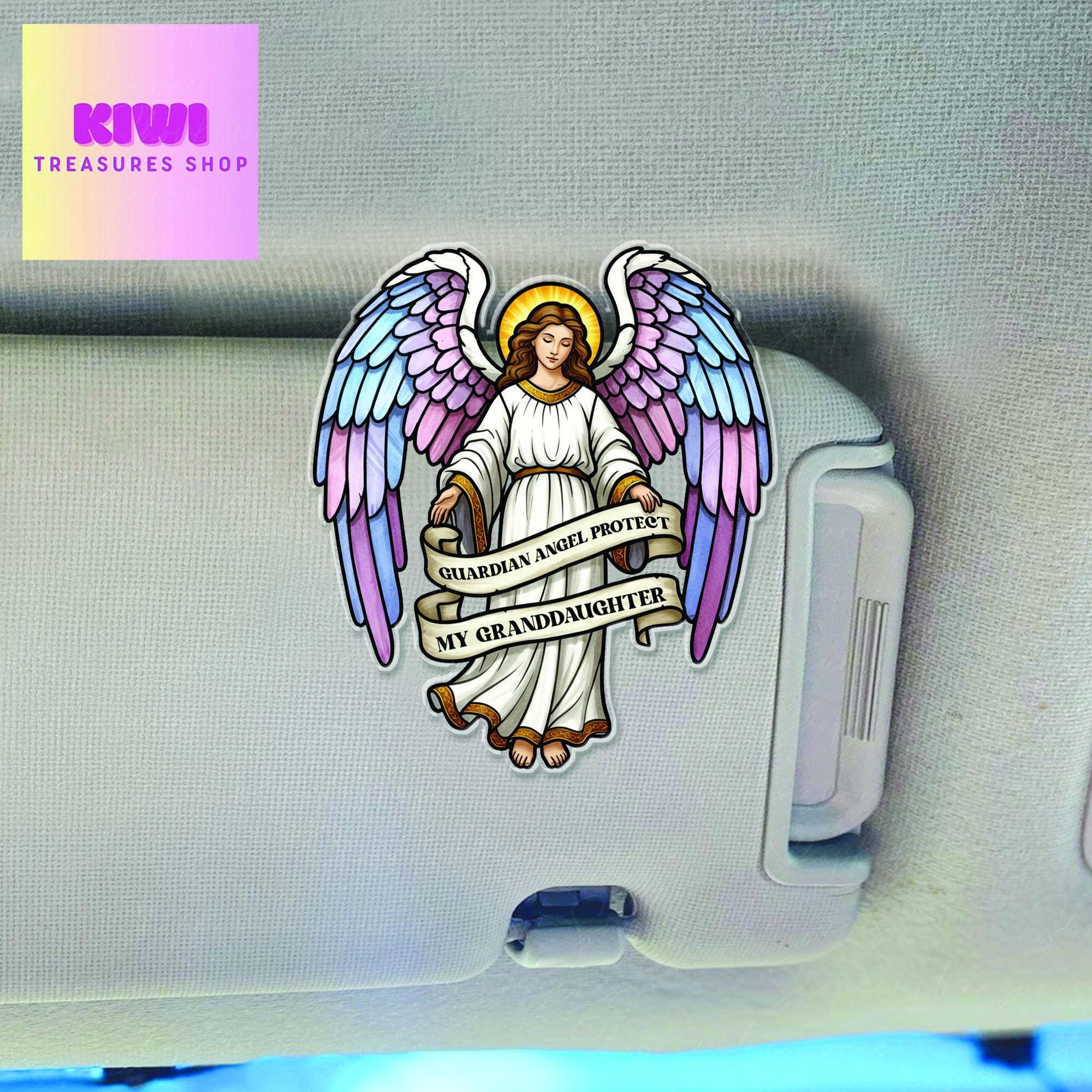 Guardian Angel Protect my granddaughter Visor Clip, Inspirational Car Accessory, Safety for New Drivers, Granddaughter gift