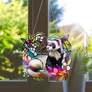 Cute Ferret Acrylic Window Hanging, Vibrant Nature-Inspired Decor, Charming Gift Idea for Animal Lovers and Home Decor Enthusiasts