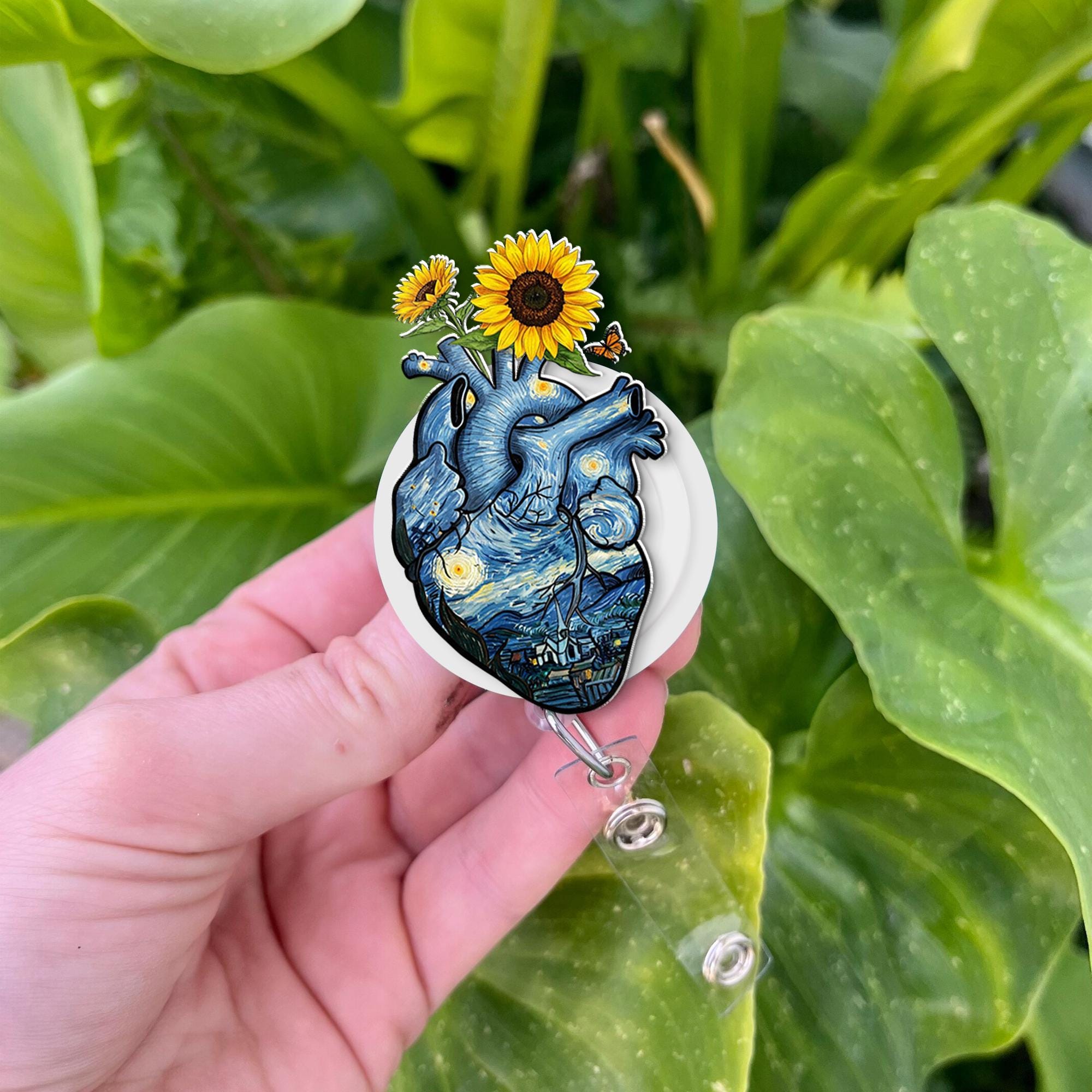 Starry Night Anatomical Heart Badge Reel, Aesthetic Heart Gift, Heart Doctor Badge Reel, Cardiologist Gift, Heart Surgeon Gift,RN Nurse Gift