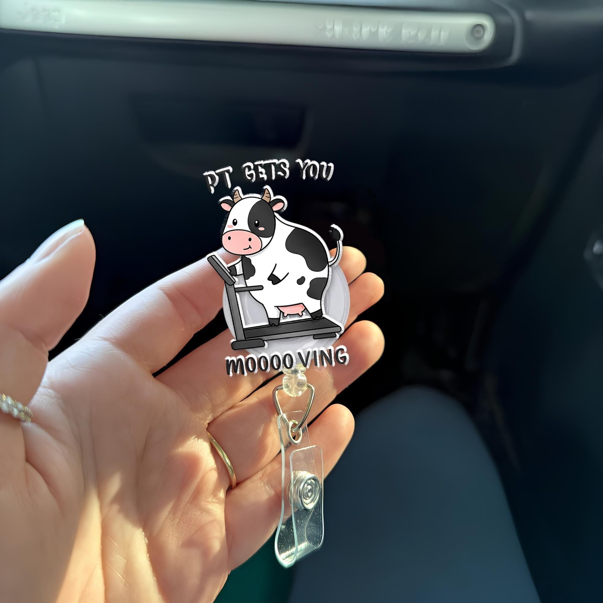 Physical Therapy Badge Reel, PT Badge Reel, Cow Keep Moving Badge Reel, Nurse Gift, Doctor Gift, PT ID Holder Gift, Medical Student Gift