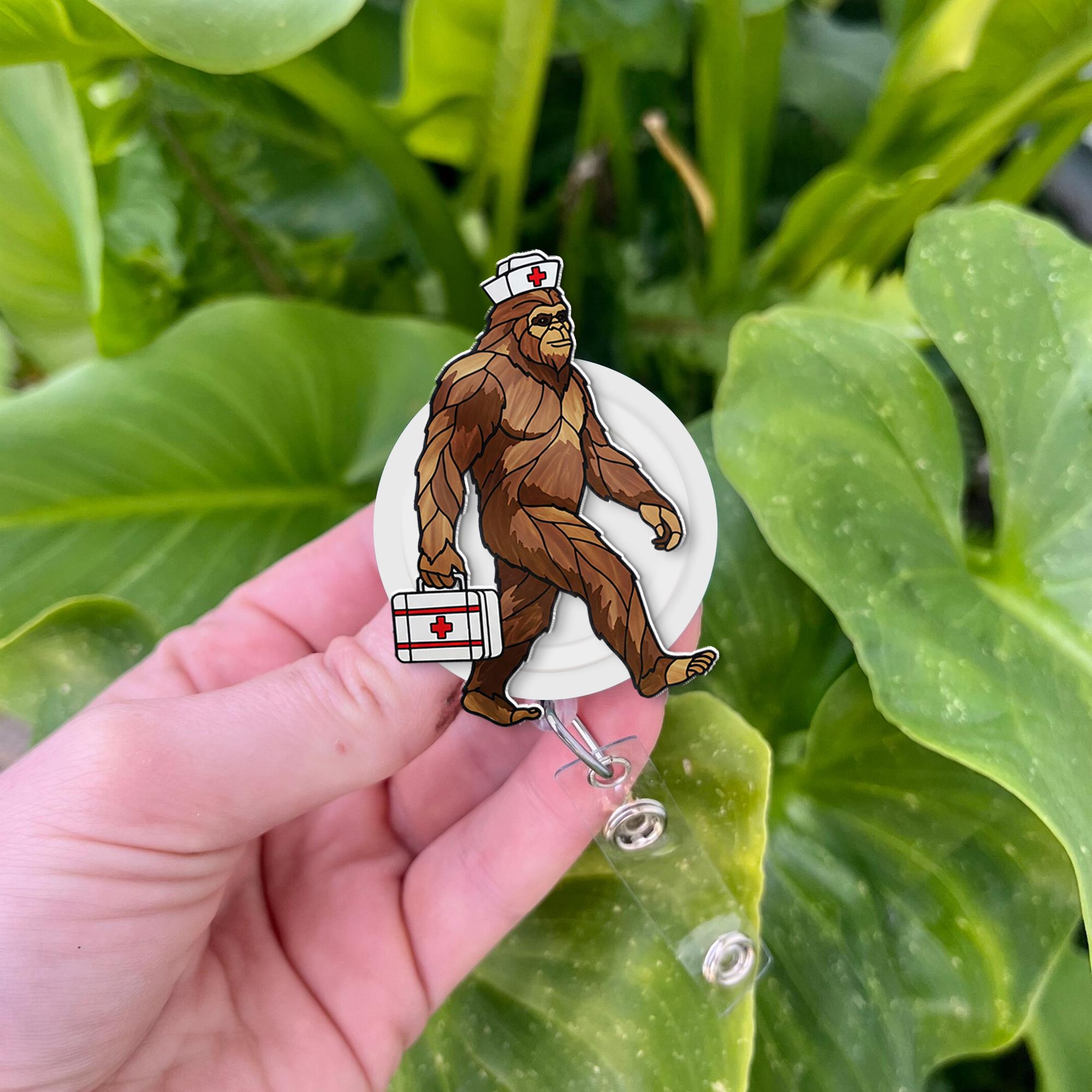 EMS Bigfoot Nurse Badge Reel, Funny Ems Emt Gift, Ems Crew Badge, Bigfoot Lover Gift, RN id Holder, ED Nurse Gift, Gift For Nurse, Emt Gift