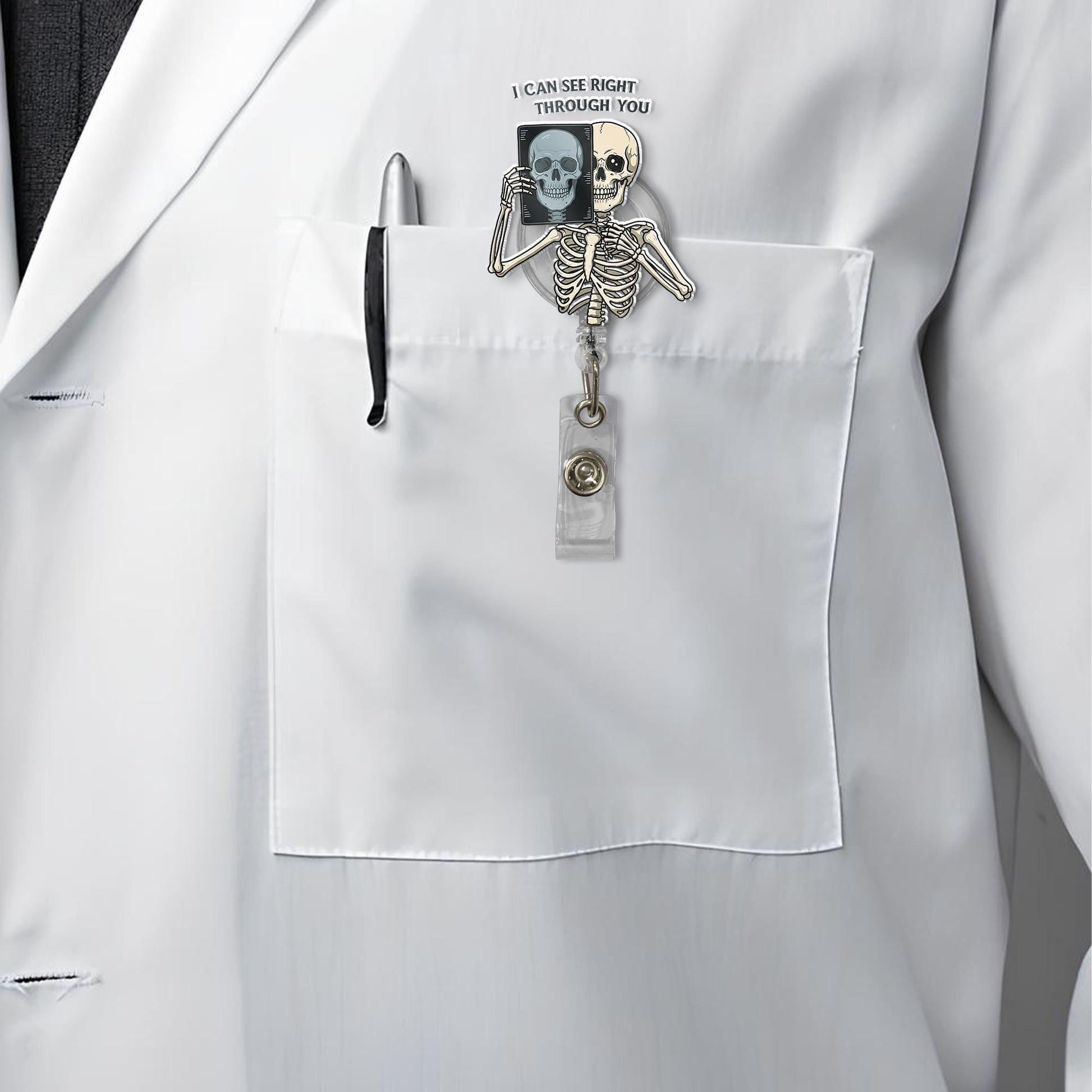 Funny X-Ray Badge Reel, Rad Tech Badge Reel, Skeleton Badge Holder, Radiology Tech Gift, Medical Imaging ID Clip, Xray Technician Badge