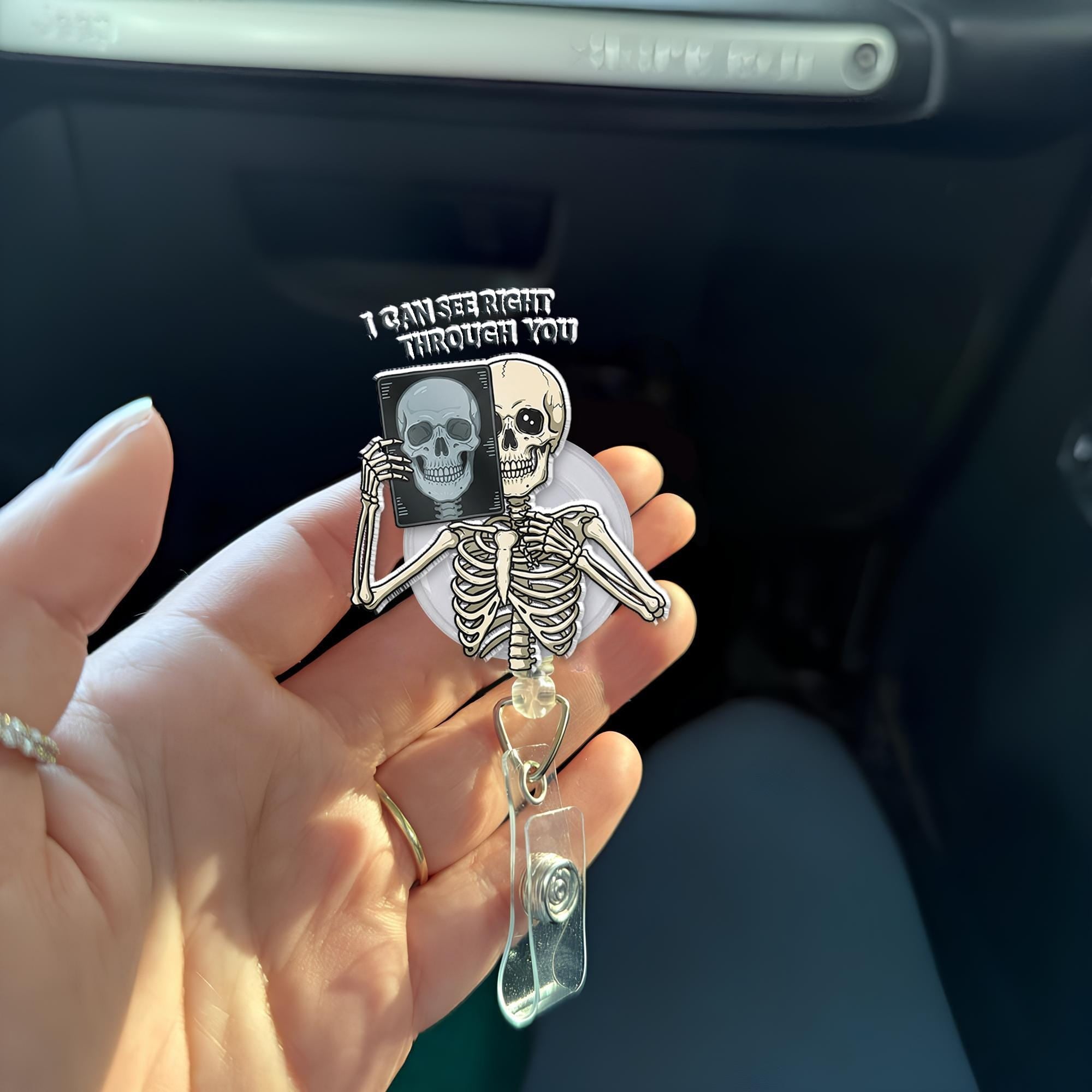 Funny X-Ray Badge Reel, Rad Tech Badge Reel, Skeleton Badge Holder, Radiology Tech Gift, Medical Imaging ID Clip, Xray Technician Badge