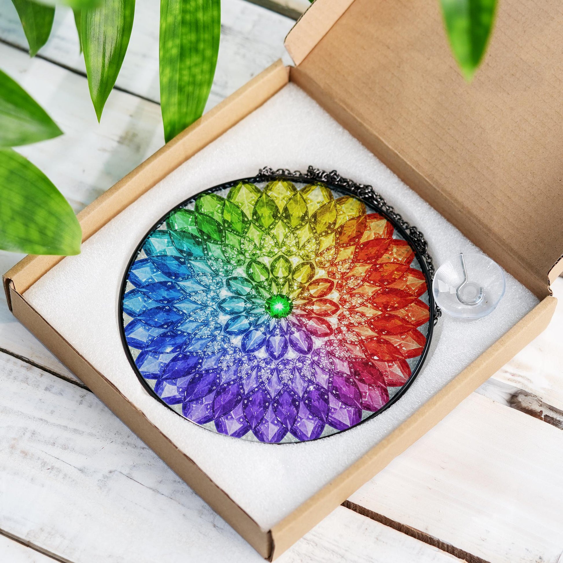 Mandala GLASS Suncatcher, Mandala Decor, Namaste Yoga Decor, Meditation Suncatcher, Spiritual Healing Gifts, Boho Decor, Energy Healing