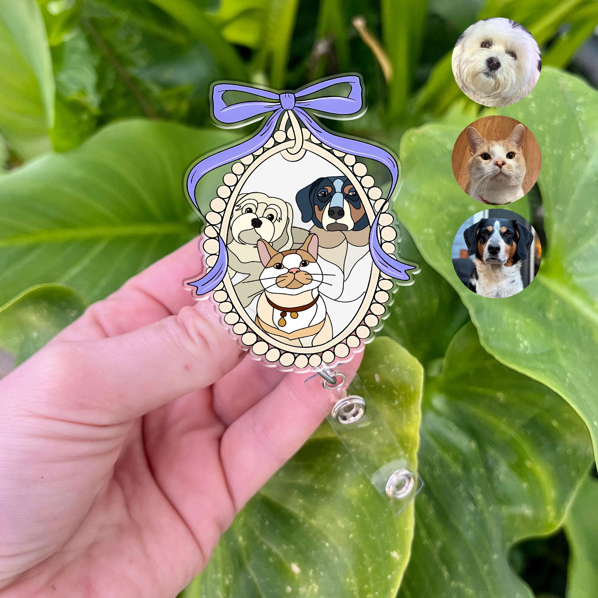 Personalized Dog Cat Photo Art badge reel | Dog Mom Gift Badge | Custom Coquette Bow Badge Reel, Nurse Badge Reel, Nurse Life, Name Badge