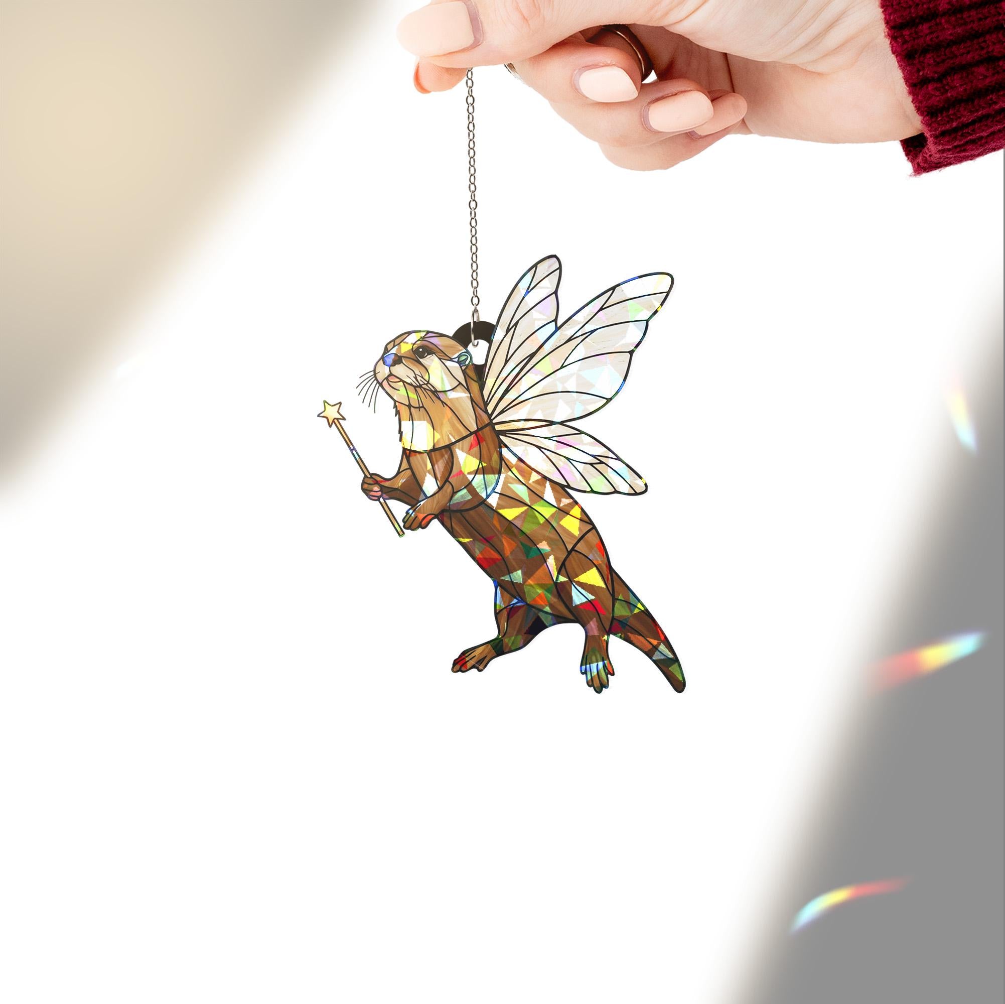 Hologram Fairy Otter Acrylic Window Hanging, Handcrafted otter decor,  window hanging, otter lover gift, fairy otter decor