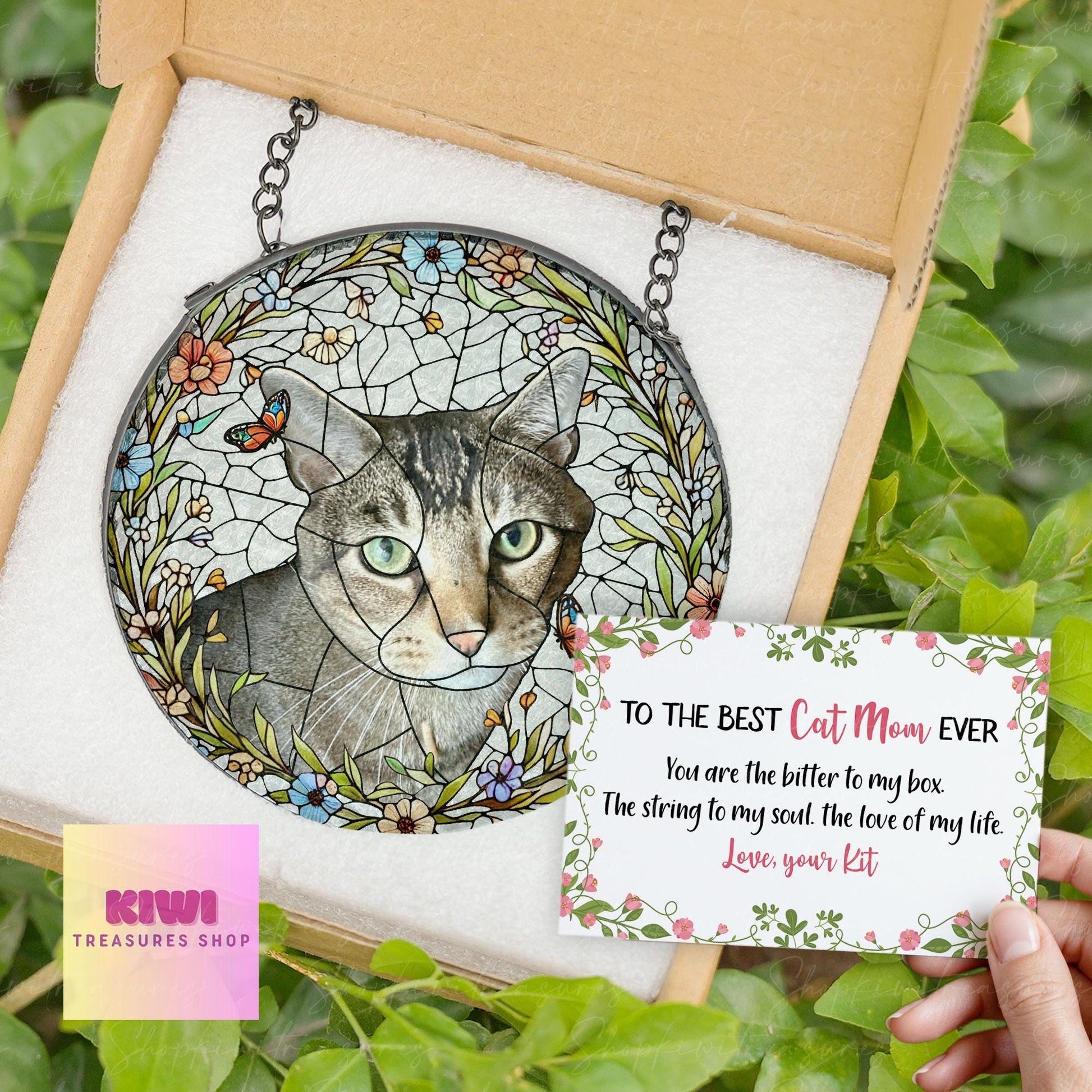 Custom Cat Portrait Glass Suncatcher, Glass Cat Memorial, Custom Cat Portrait from Photo, Sympathy Gifts, glass Cat, MOTHER'S DAY gift 2025