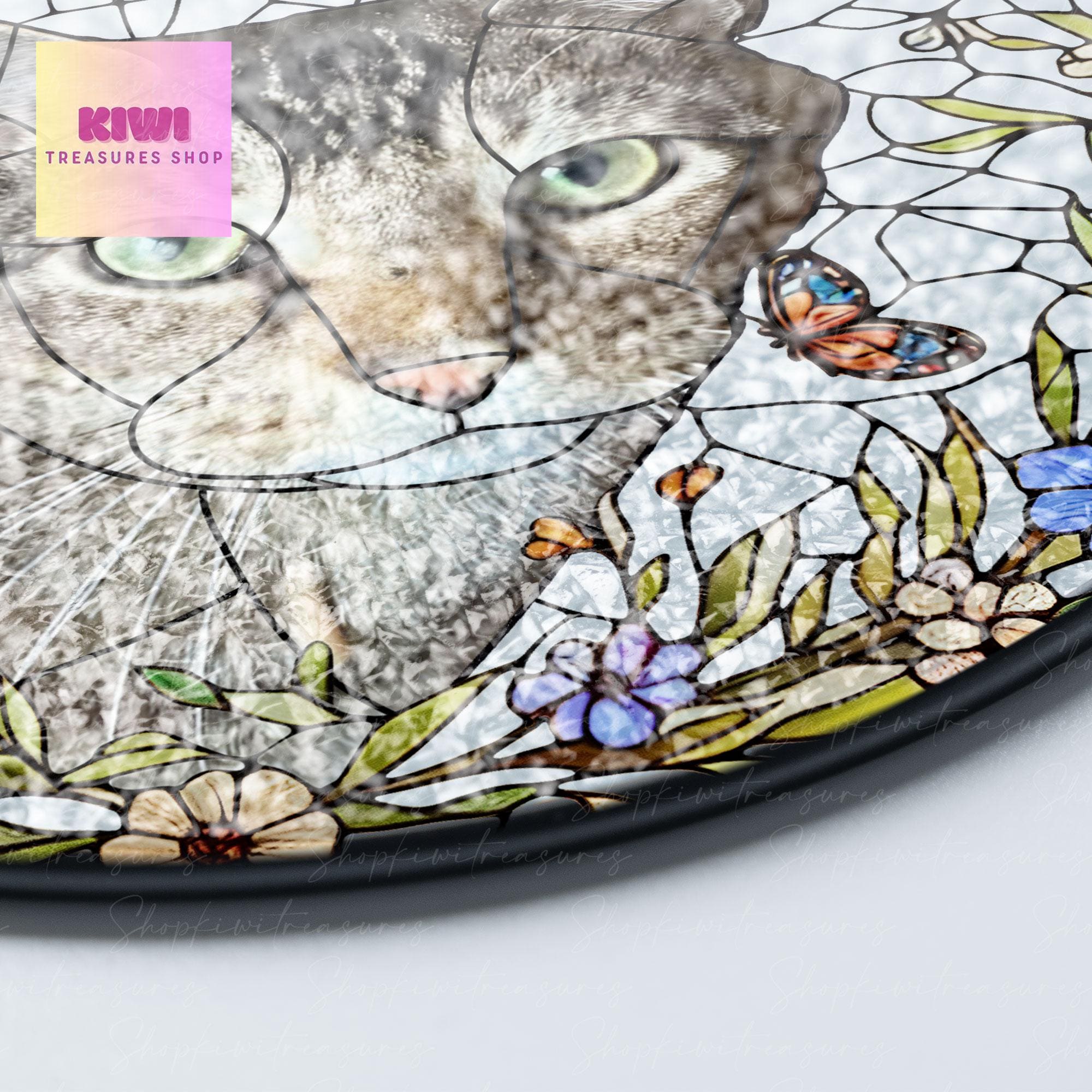 Custom Cat Portrait Glass Suncatcher, Glass Cat Memorial, Custom Cat Portrait from Photo, Sympathy Gifts, glass Cat, MOTHER'S DAY gift 2025