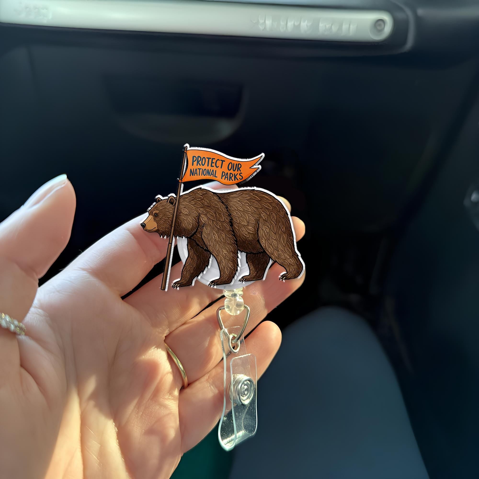 Protect Our National Parks Badge Reel, Bear Badge Reel, Nurse Gift, Gift for Hikers and Campers, National Park Badge Reel, Protect Our Parks