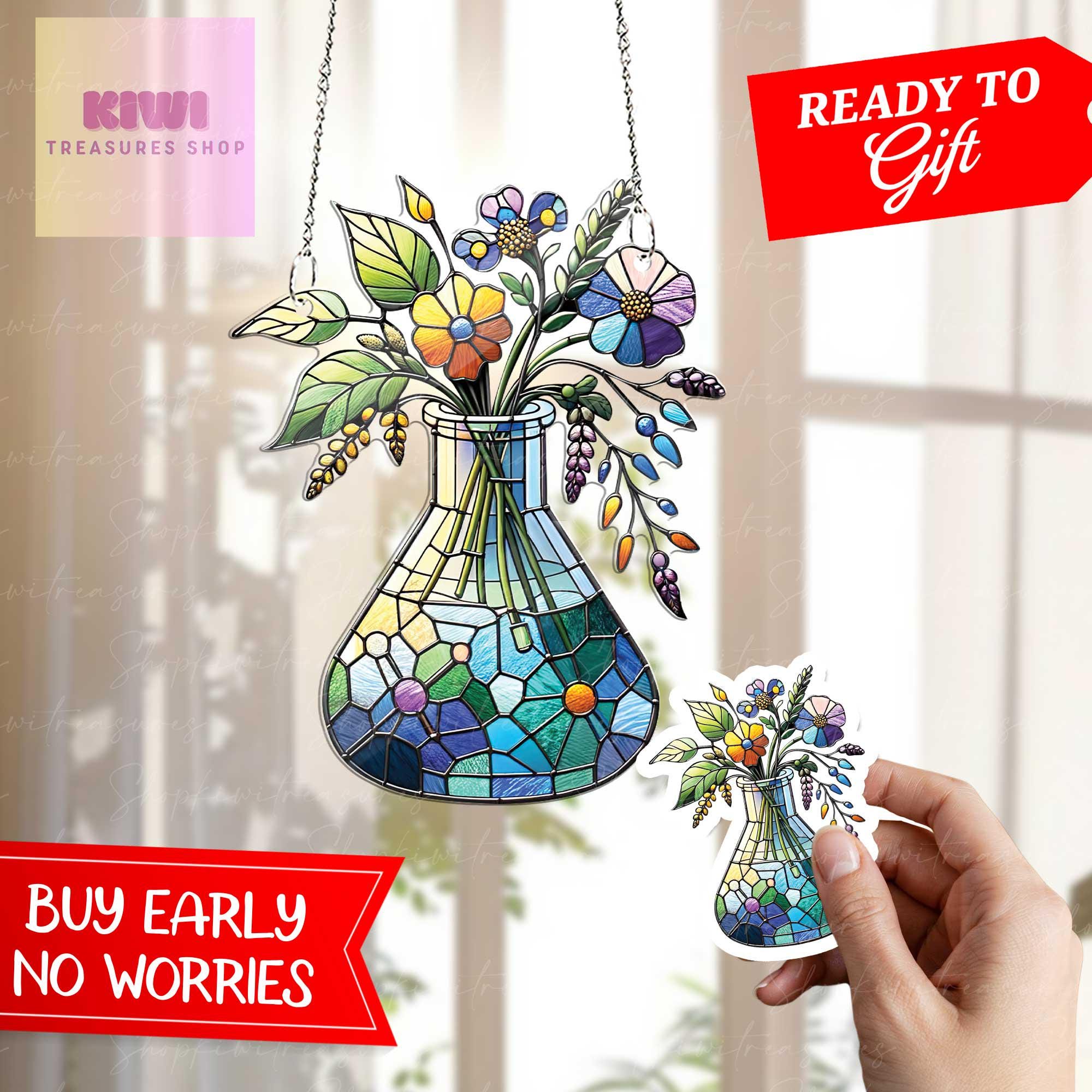 Flower Flask ACRYLIC Window Hanging, Scientist Mom Gift, Gift For Scientist, Lab Week 2025, Scientist Appreciatem, Chemistry Lover