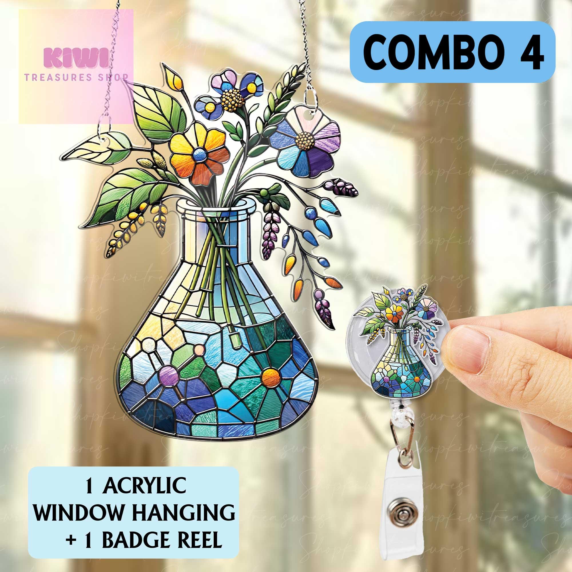 Flower Flask ACRYLIC Window Hanging, Scientist Mom Gift, Gift For Scientist, Lab Week 2025, Scientist Appreciatem, Chemistry Lover