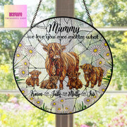 Personalised Glass Suncatcher, Highland Cow Gifts, Mothers Day Gifts, Gifts For Mum, Gifts For Her, Farmhouse Decor, Custom Gifts For Mom