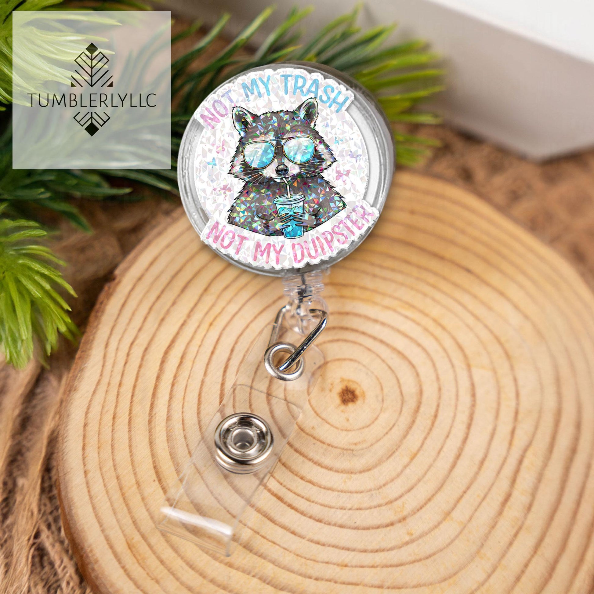 Not my trash not my dumpster  Badge reel, Funny raccoon nurse ID holder for nurse gifts and fun accessories, trash panda meme