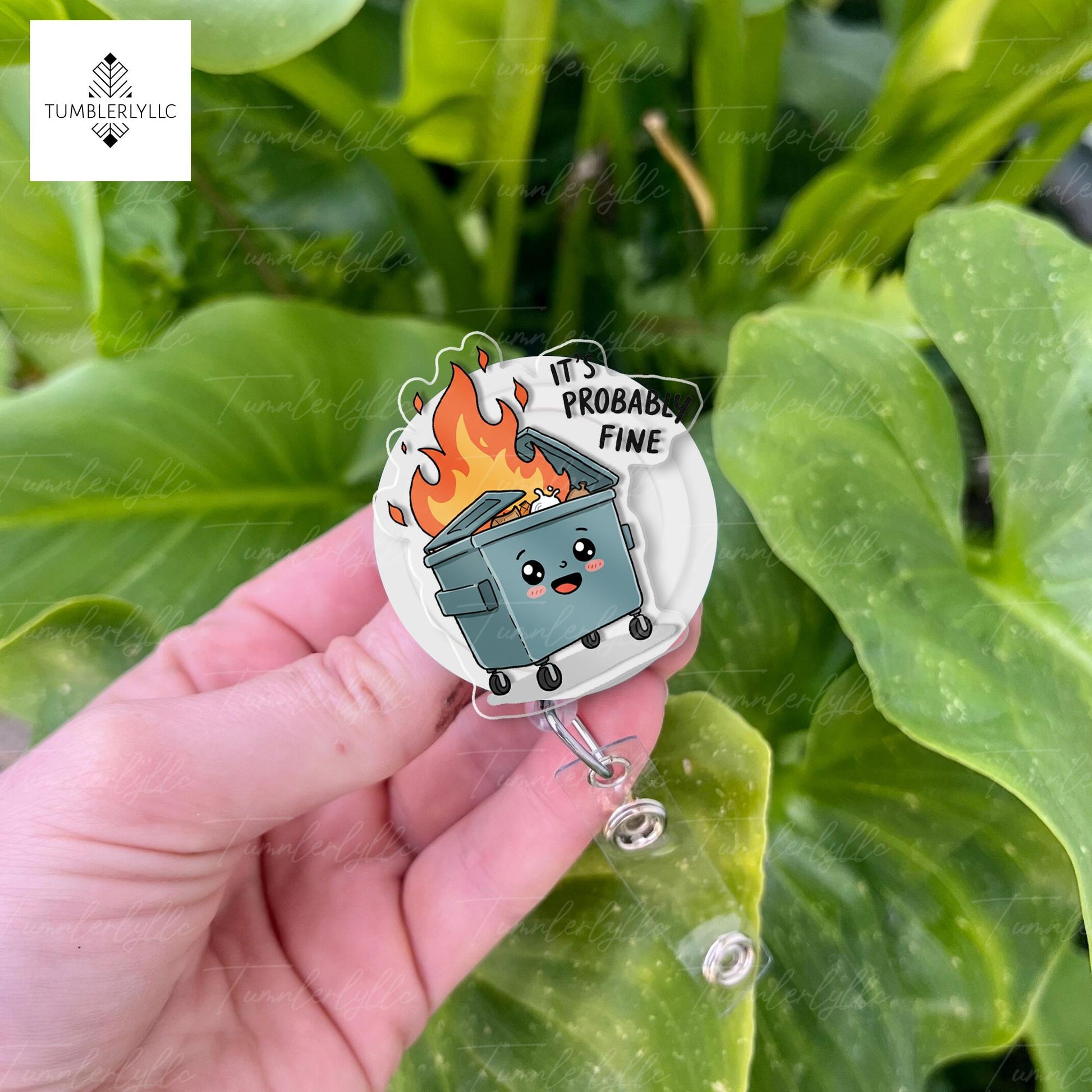 It's probably fine badge reel, quirky teacher and nurse accessory, perfect office humor ID holder gift for coworkers, nurse accessories