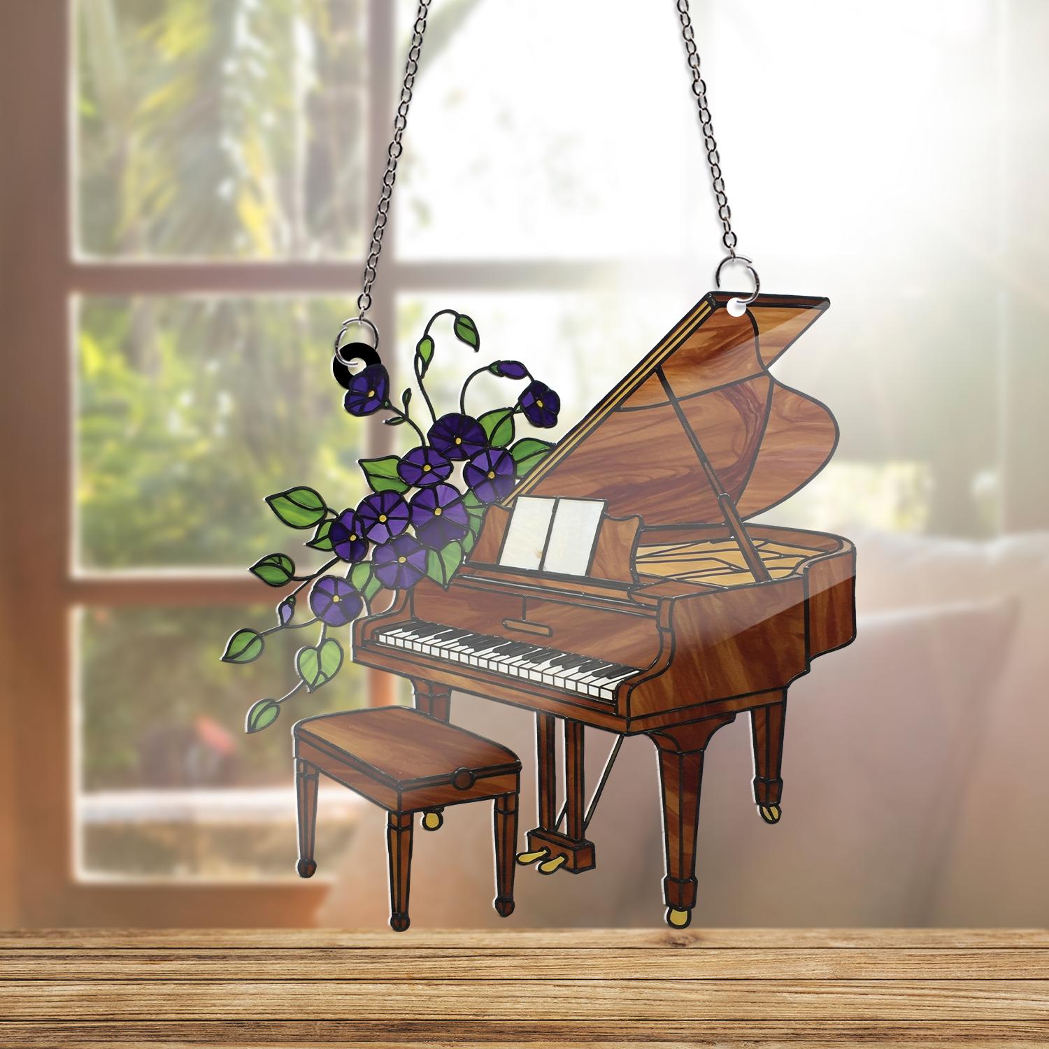 Music Teacher Piano ACRYLIC Window Hanging, Custom Gift for Piano Lovers, Teacher Appreciation Music Window Hanging, Music Lover Ornament