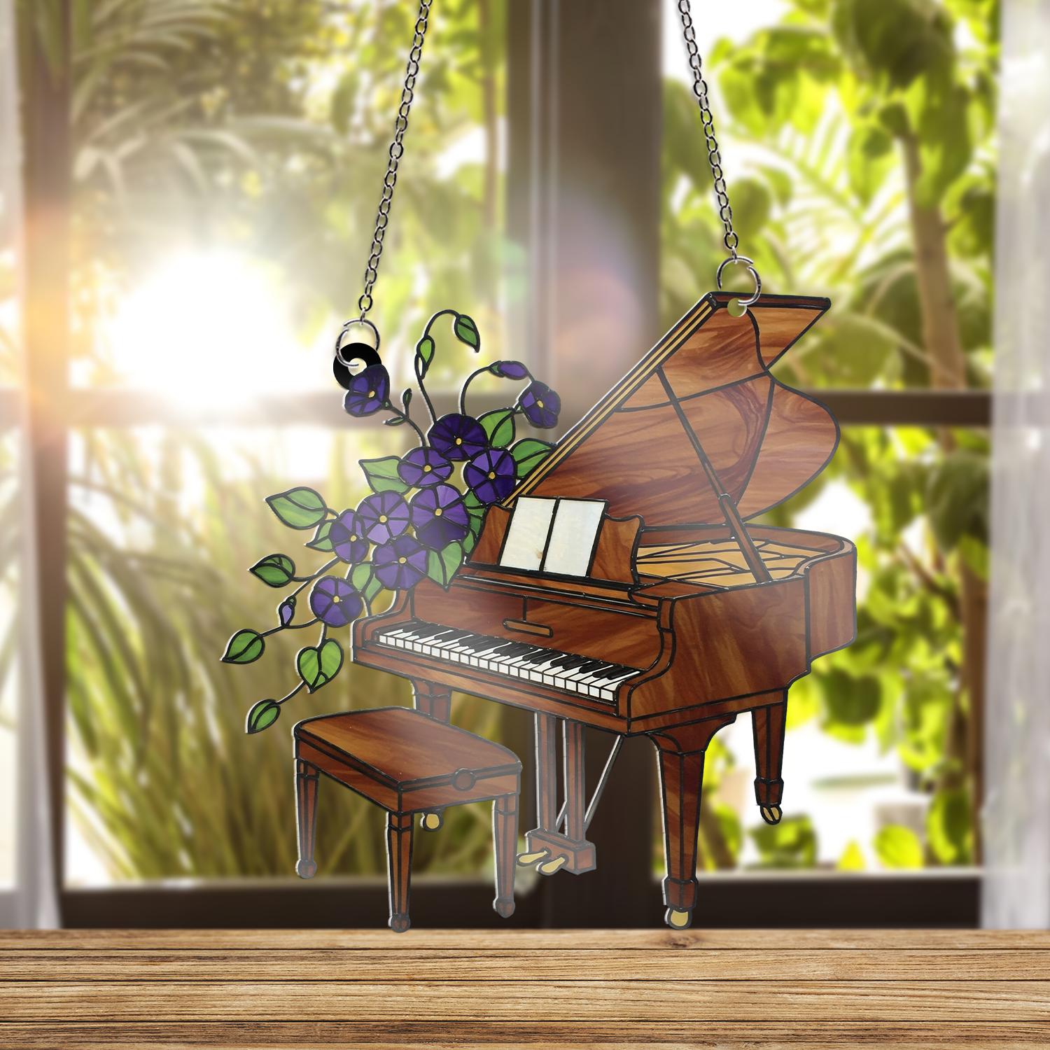 Music Teacher Piano ACRYLIC Window Hanging, Custom Gift for Piano Lovers, Teacher Appreciation Music Window Hanging, Music Lover Ornament
