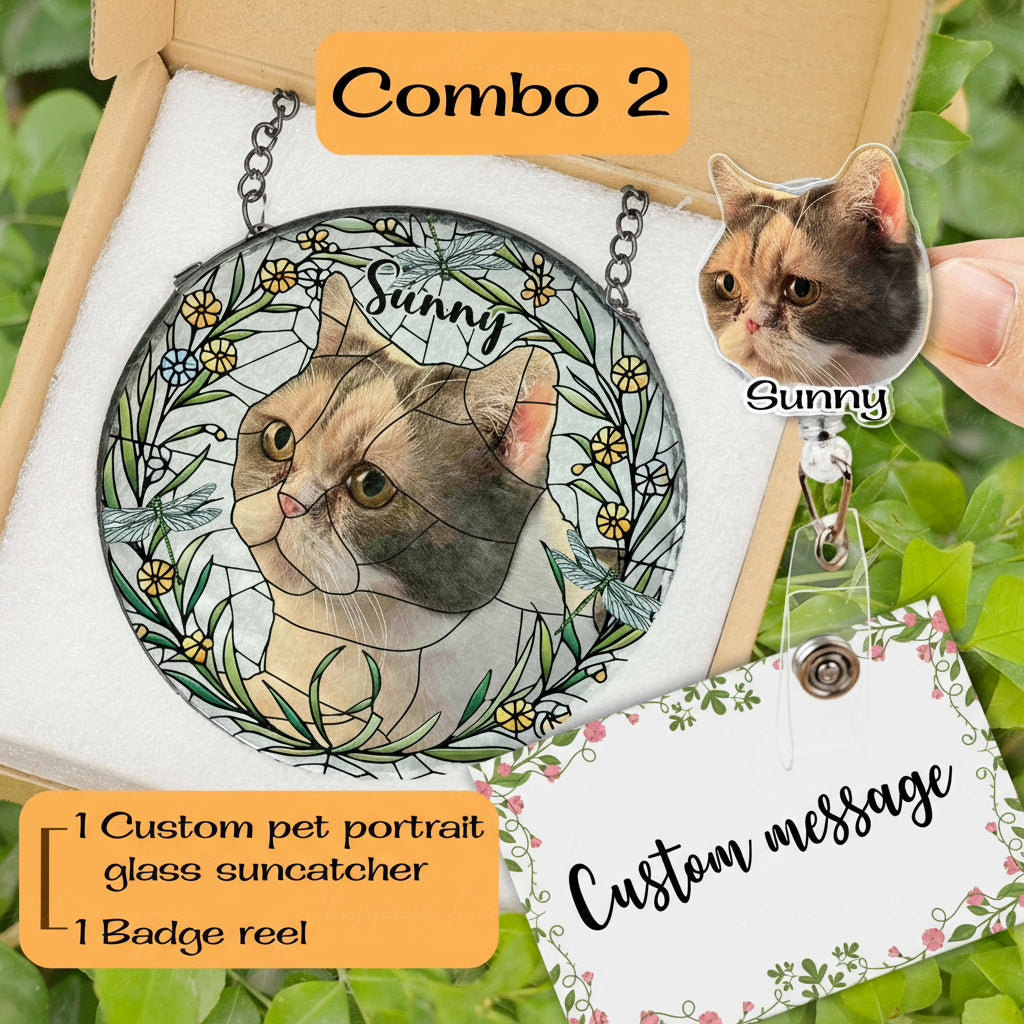 Custom Cat Portrait Glass Suncatcher, Glass Cat Memorial, Custom Cat Portrait from Photo, Sympathy Gifts, glass Cat, MOTHER'S DAY gift 2025