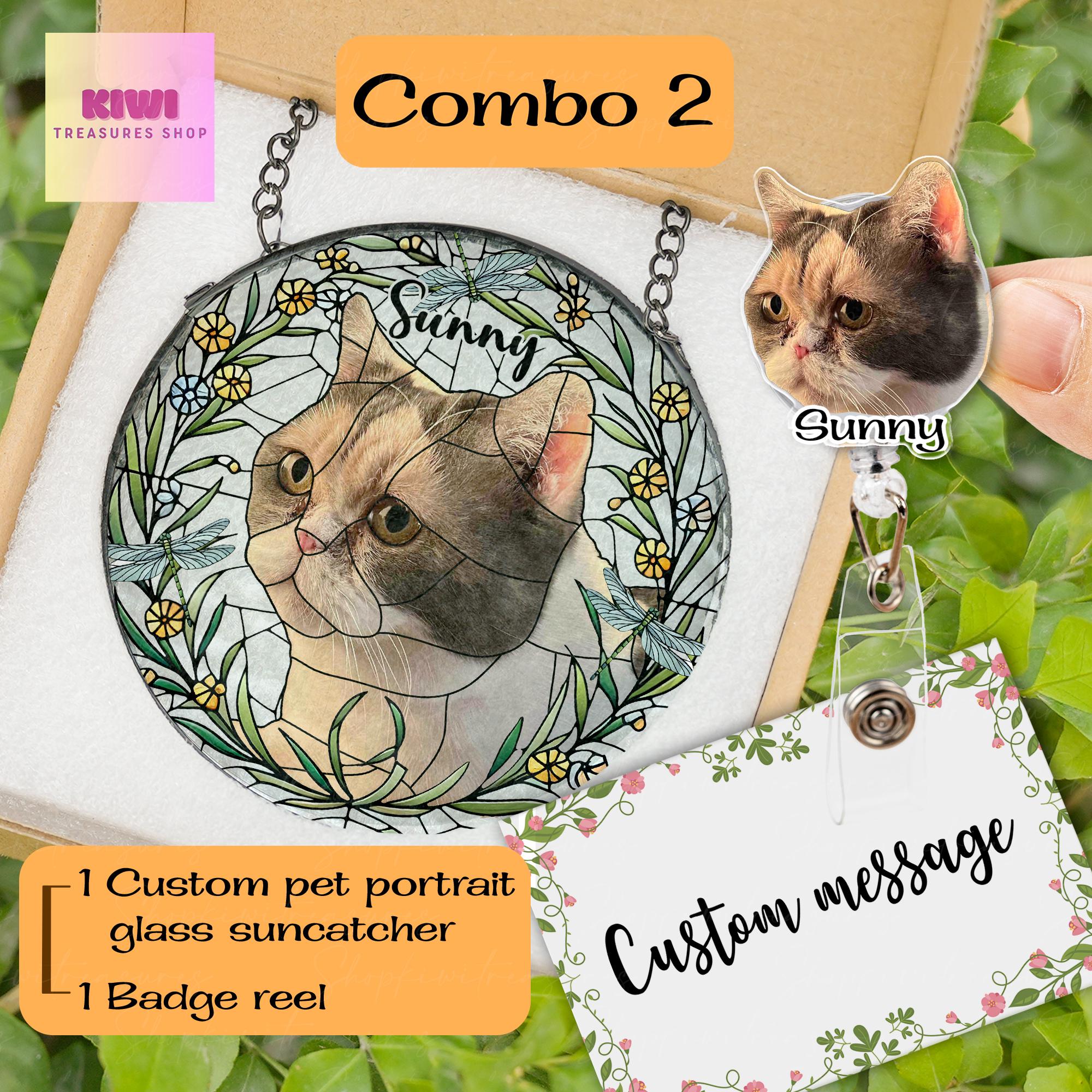 Custom Cat Portrait Glass Suncatcher, Glass Cat Memorial, Custom Cat Portrait from Photo, Sympathy Gifts, glass Cat, MOTHER'S DAY gift 2025
