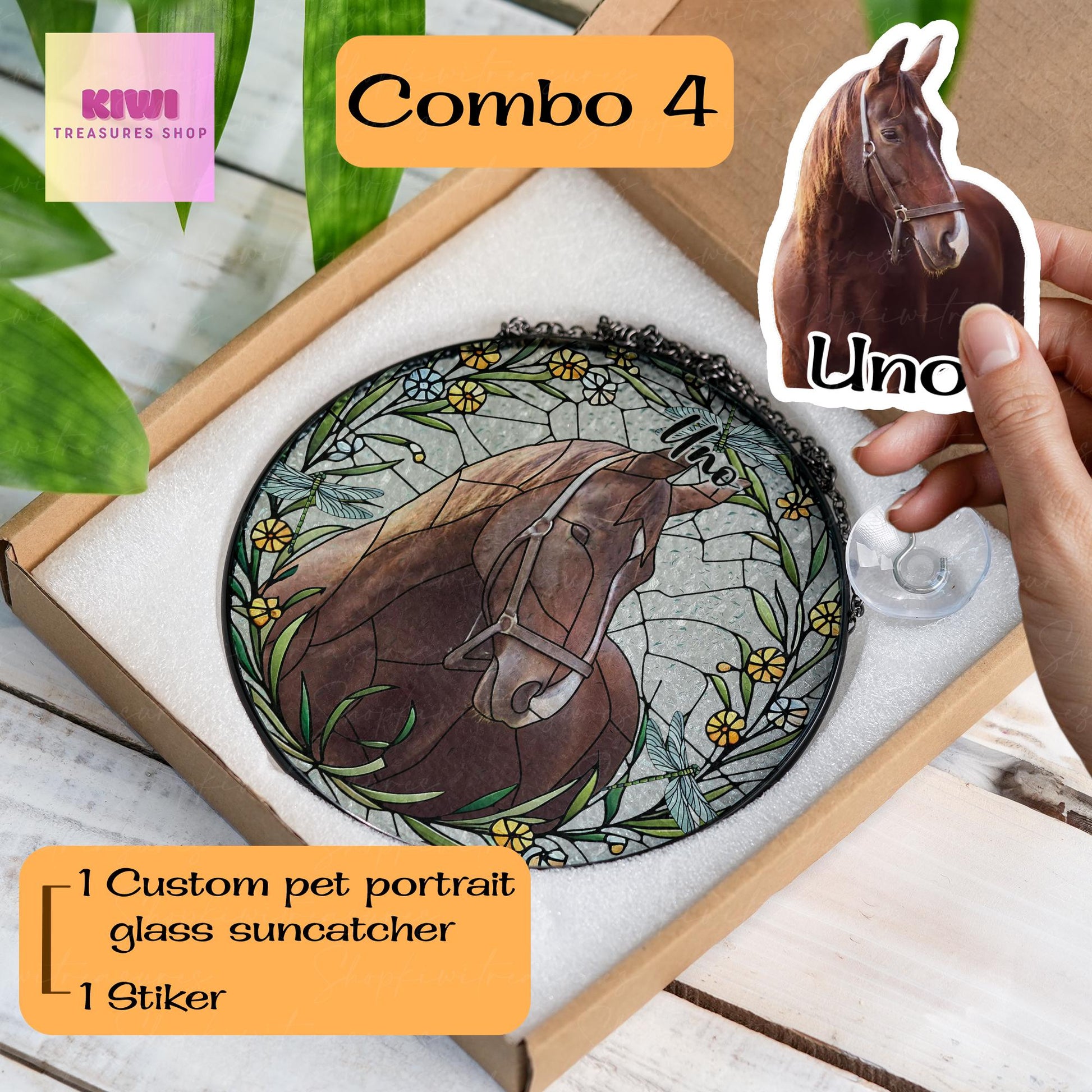 Special gift set 2025 Custom Horse Portrait GLASS Suncatcher, Glass Horse, Custom Horse Portrait from Photo, Horse Lovers