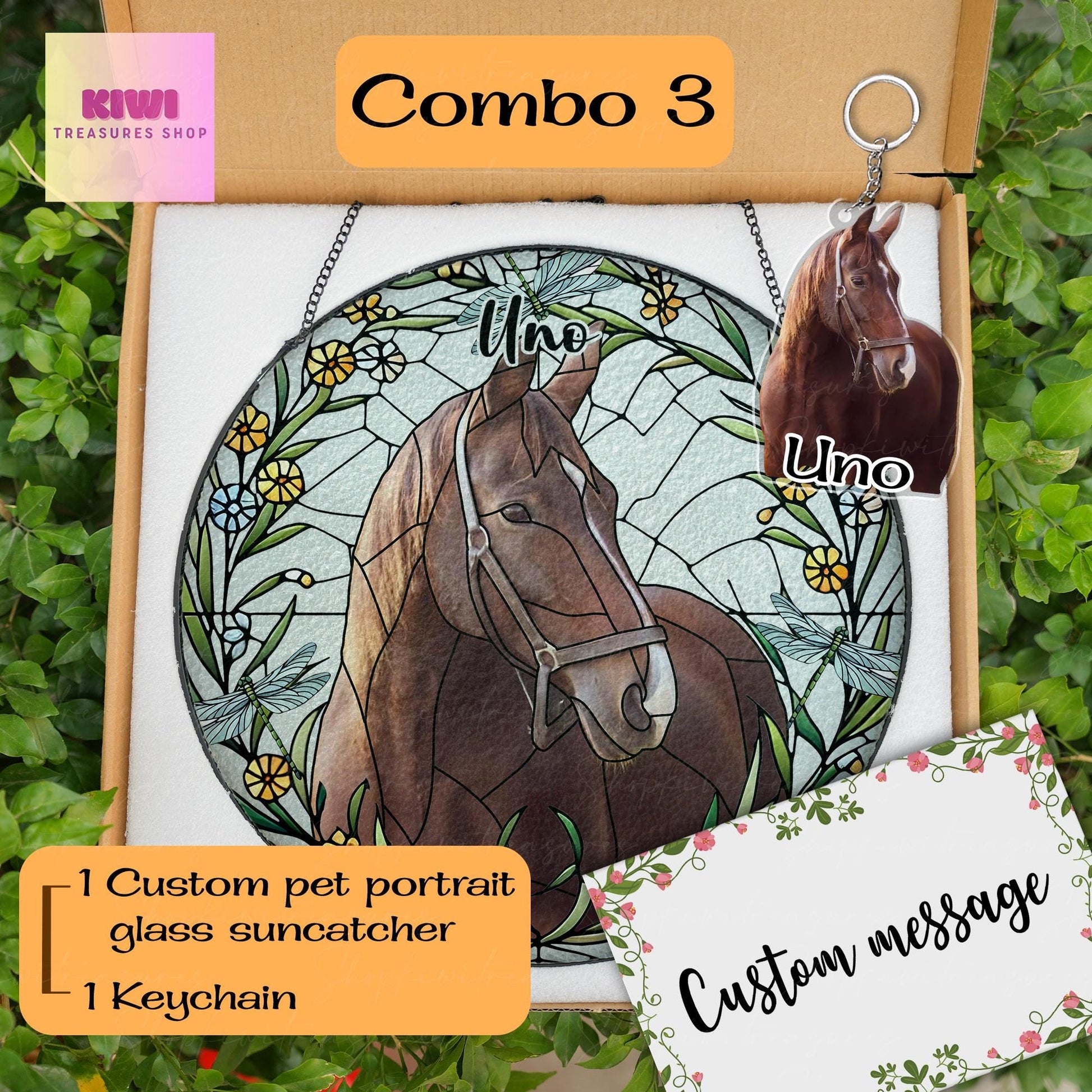 Special gift set 2025 Custom Horse Portrait GLASS Suncatcher, Glass Horse, Custom Horse Portrait from Photo, Horse Lovers