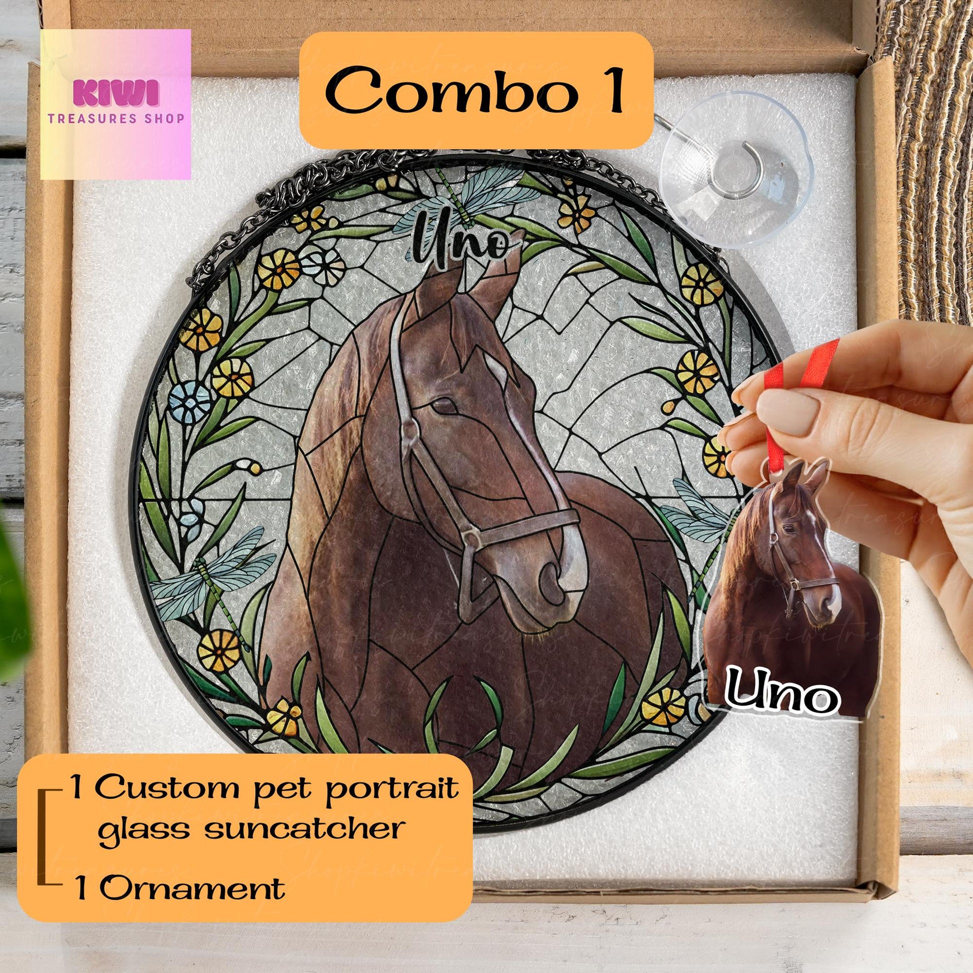 Special gift set 2025 Custom Horse Portrait GLASS Suncatcher, Glass Horse, Custom Horse Portrait from Photo, Horse Lovers