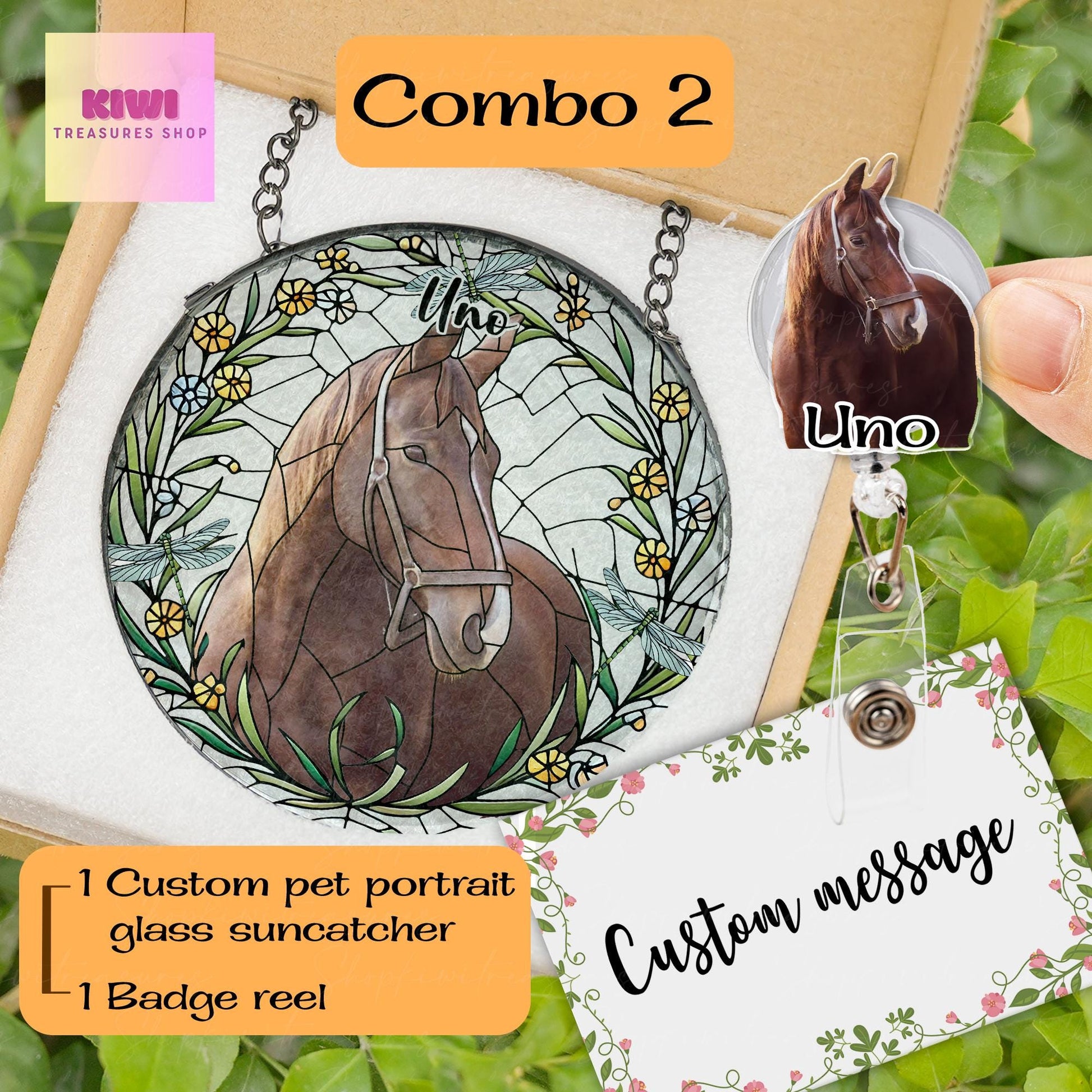 Special gift set 2025 Custom Horse Portrait GLASS Suncatcher, Glass Horse, Custom Horse Portrait from Photo, Horse Lovers