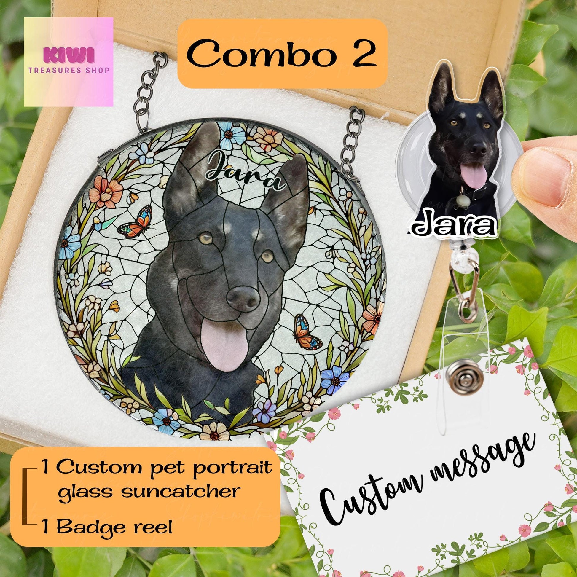 Mother's day special gift 2025 - Custom Dog Portrait Glass Suncatcher, Glass Dog Memorial, Custom Dog Portrait from Photo, glass dog