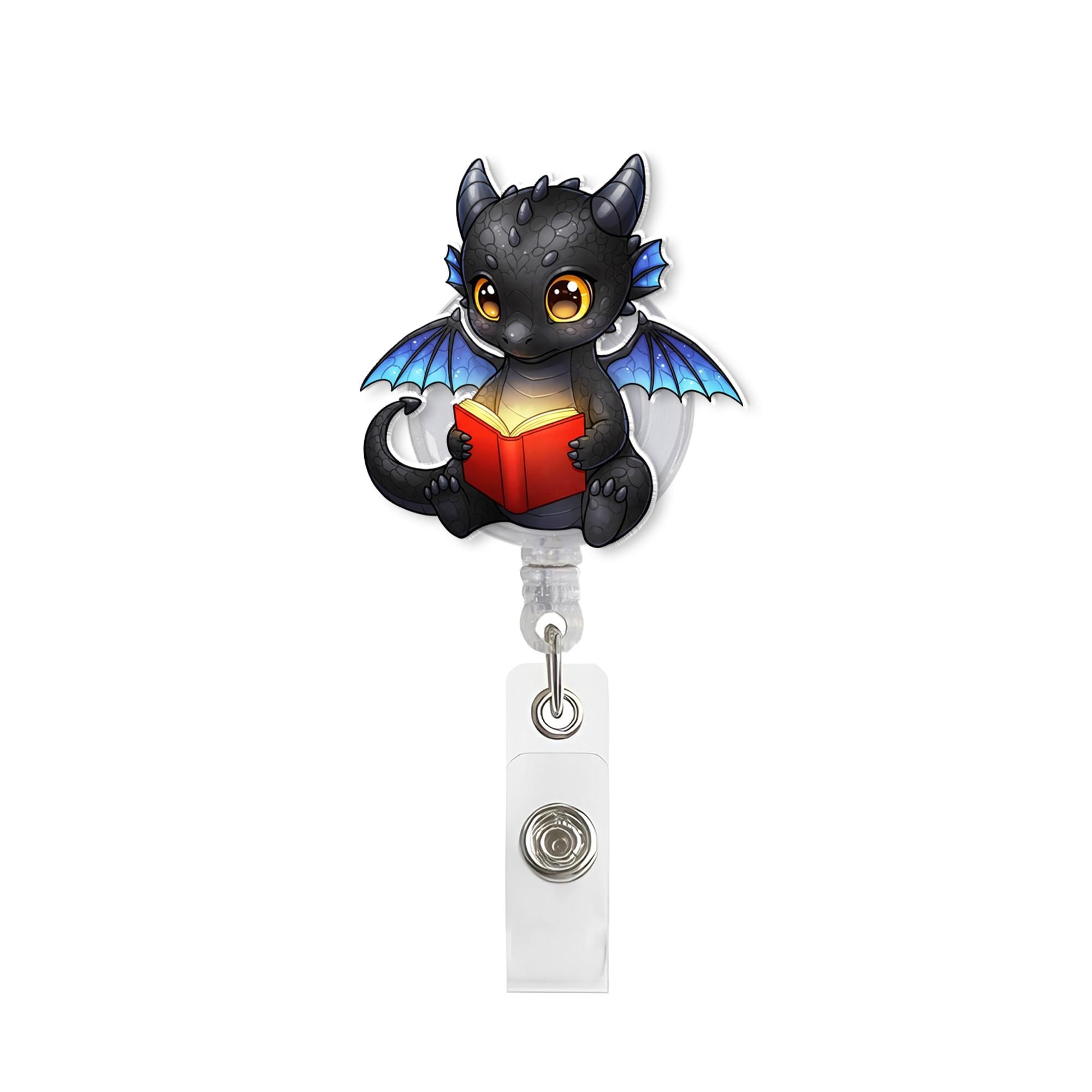 Fantasy Bookish Badge Reel, Dragon Book Badge Reel, Book Lover Gift, ID Holder, Badge Clip for Reader, Fantasy Dragon Badge Reel gift