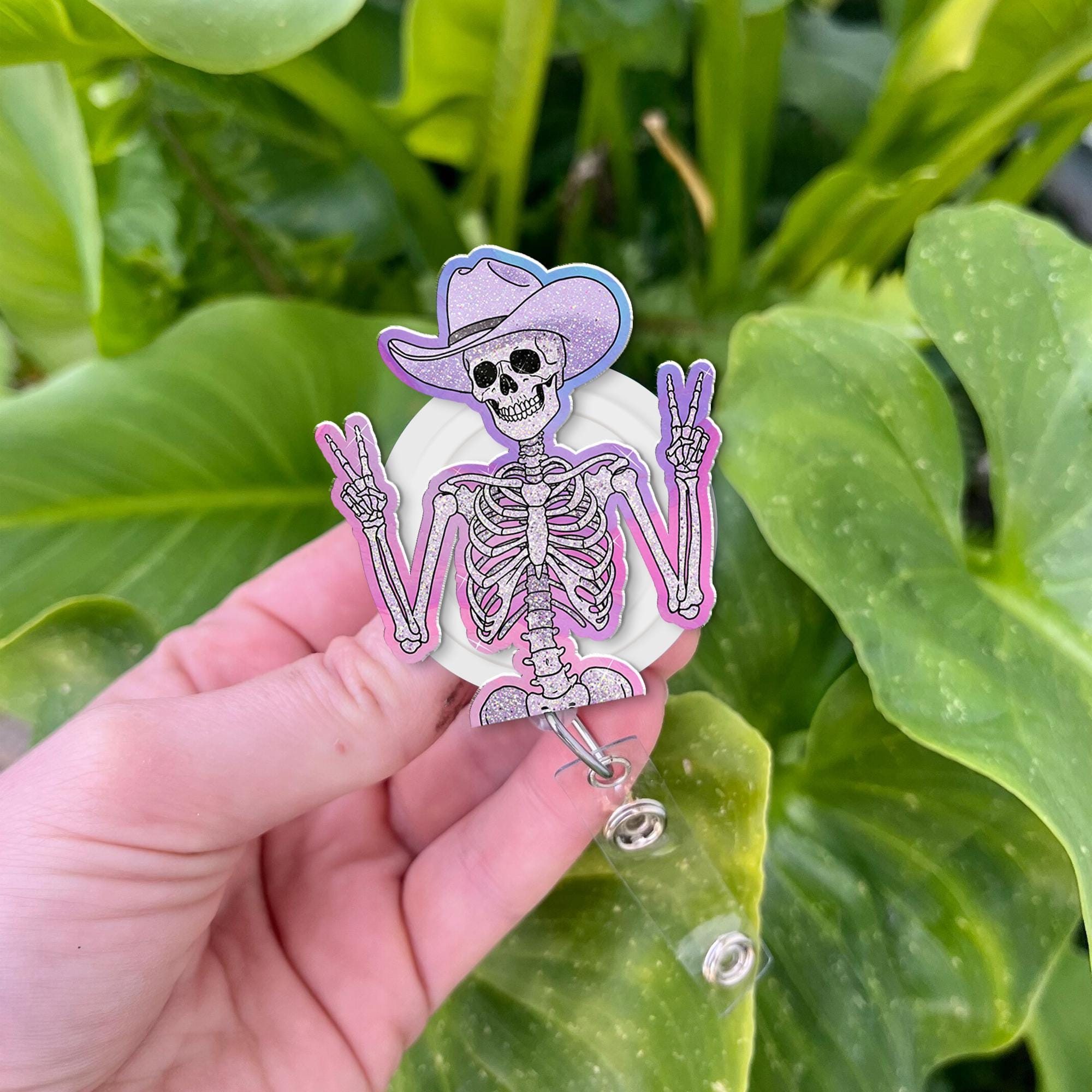 Skeleton Cowboy Badge Reel, Funny Badge Reel, RN Id Holder, Nurse Badge Reel, Howdy Badge Reel, Cute Cowboy Skeleton Badge Reel, Nurse Gift