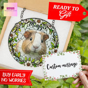 Mother's day special gift 2025 Custom Guinea pig Portrait Glass Suncatcher, Glass pet Custom Guinea pig Portrait from Photo