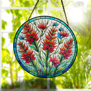 Wyoming State of flower glass suncatcher, Elegant Kitchen Decor Ornament, Ideal Mother's Day 2025 Gift, Indian Paintbrush glass hanging