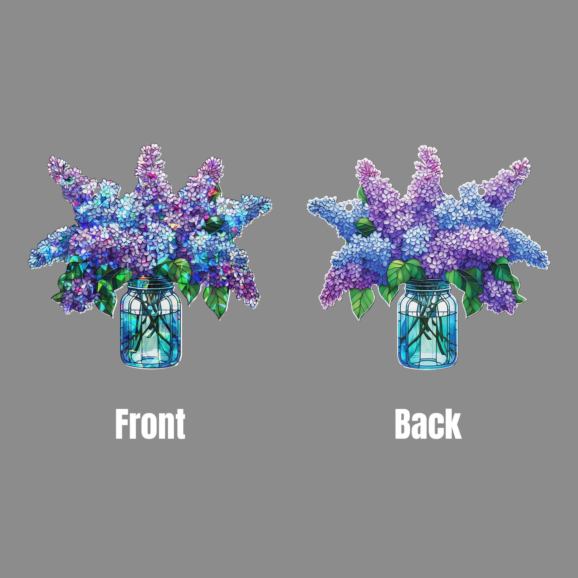 Lilacs  Bouquet Hologram Window Hanging, charming kitchen decor for forget me not lovers, perfect Mother’s Day gift suncatcher, Purple lilac