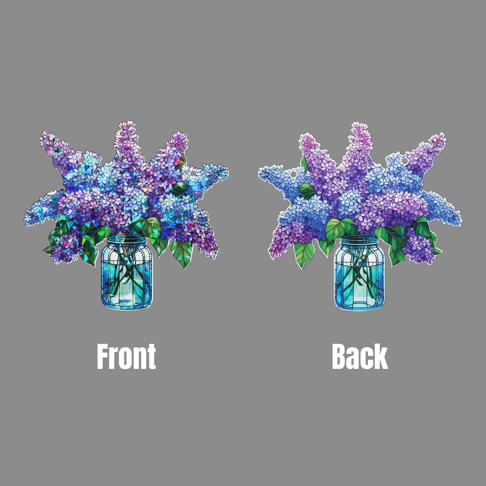 Lilacs  Bouquet Hologram Window Hanging, charming kitchen decor for forget me not lovers, perfect Mother’s Day gift suncatcher, Purple lilac